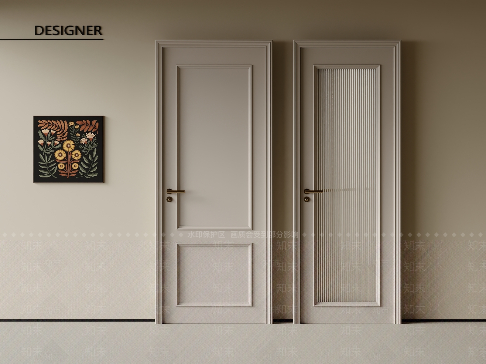 现代法式单开门3D模型下载【ID:1201968943】