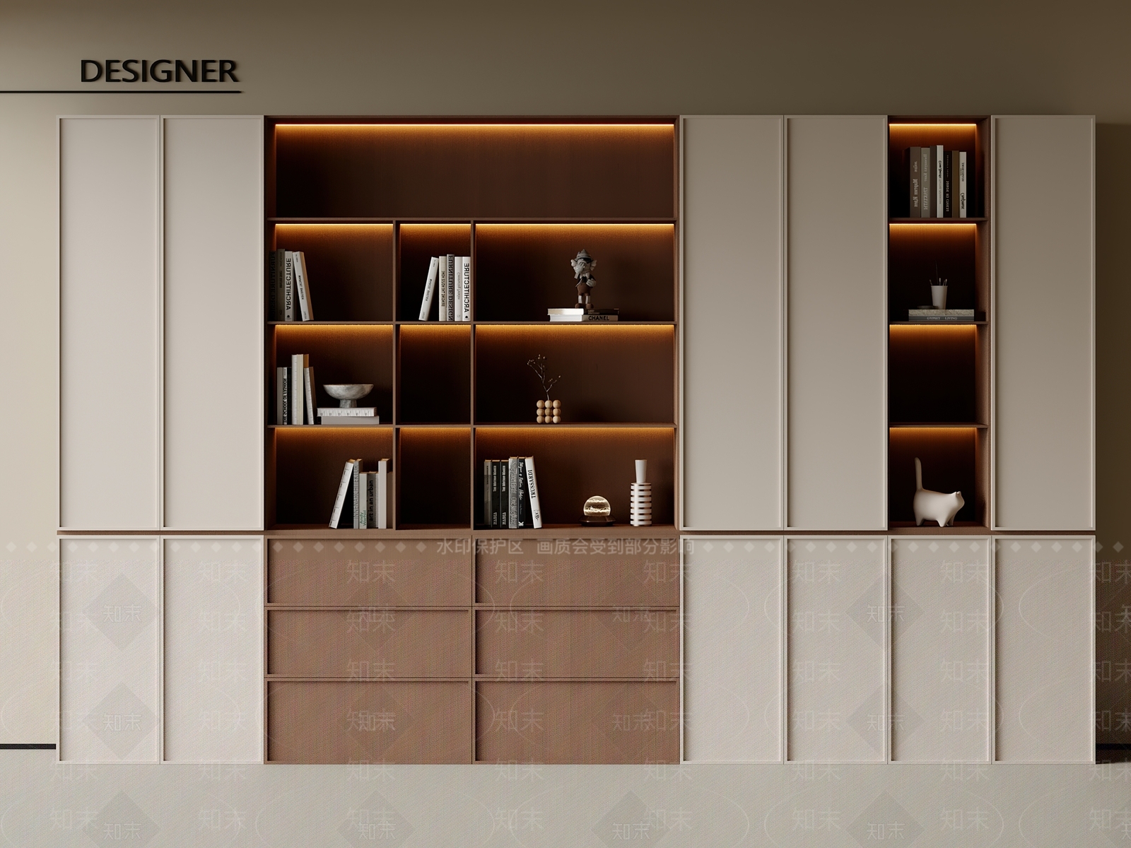 现代书柜3D模型下载【ID:1201969103】