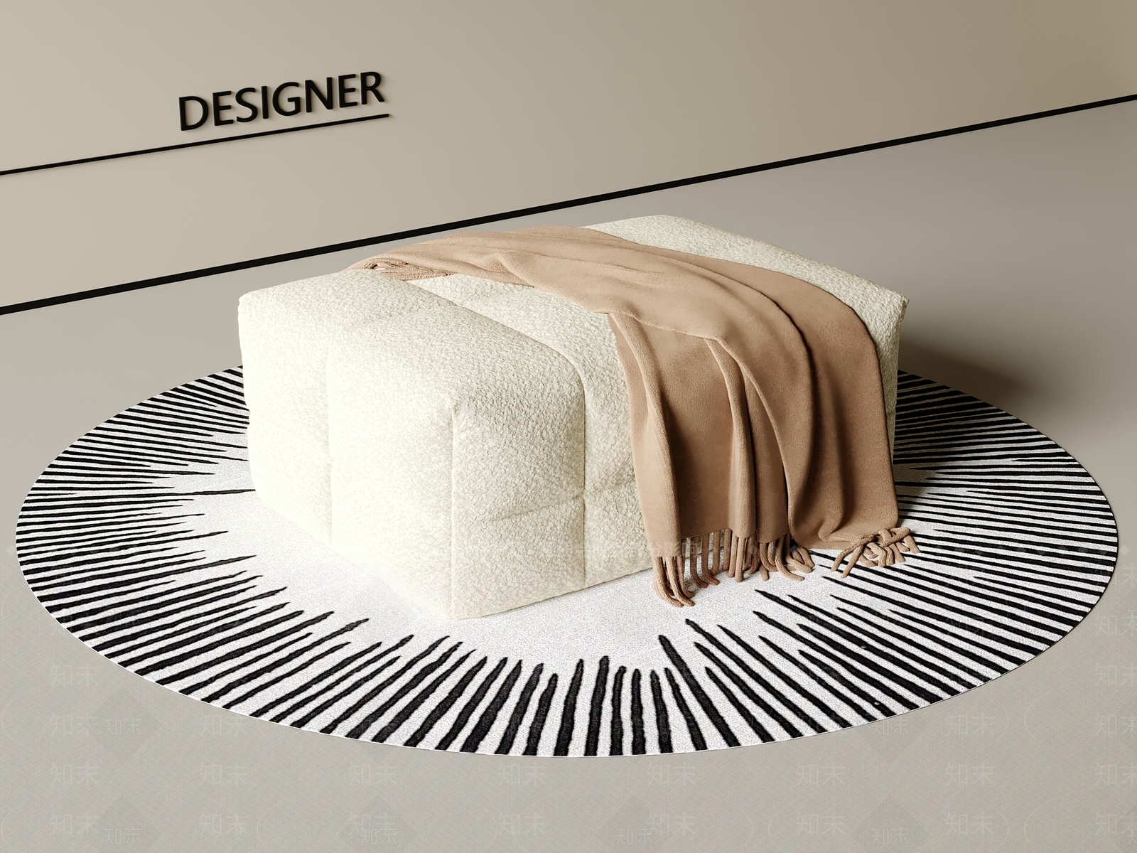 现代沙发凳3D模型下载【ID:1201971040】