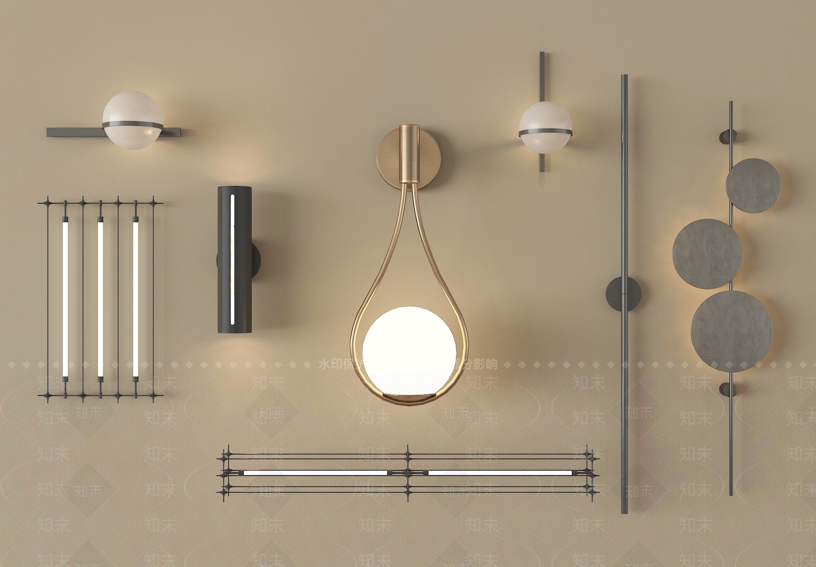 现代壁灯3D模型下载【ID:1201971493】