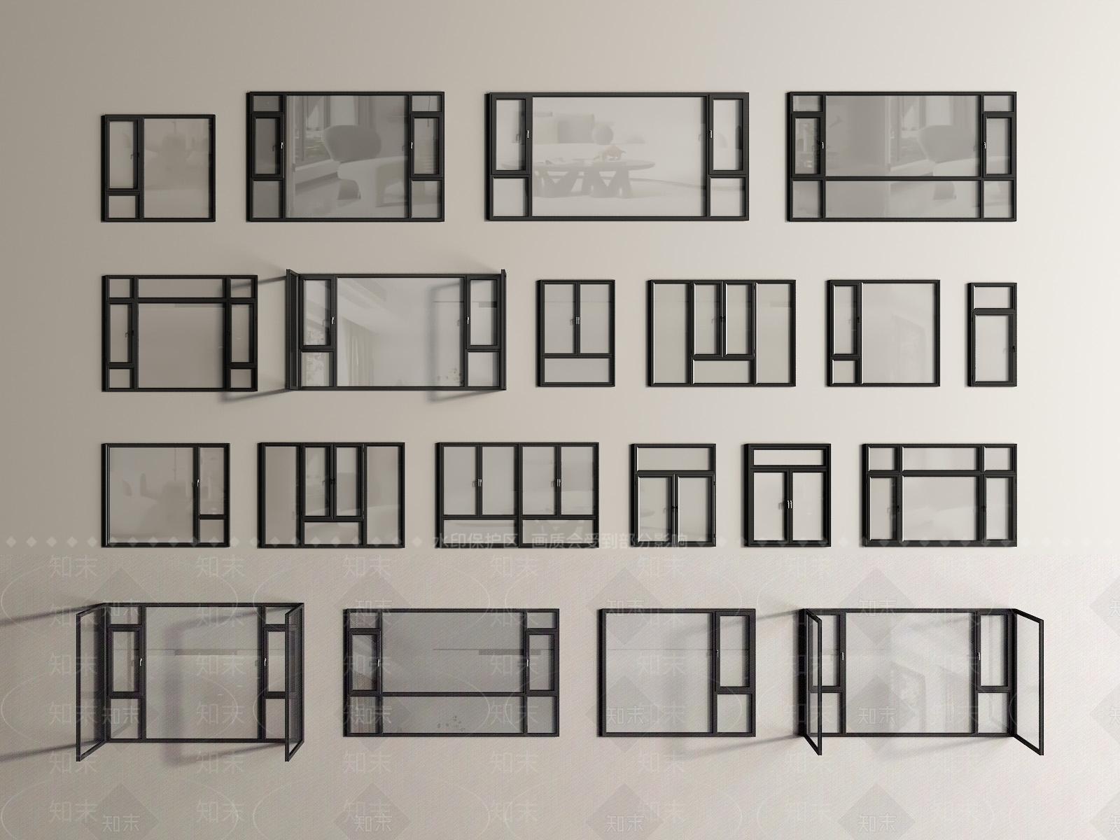 现代平开窗3D模型下载【ID:1201973185】