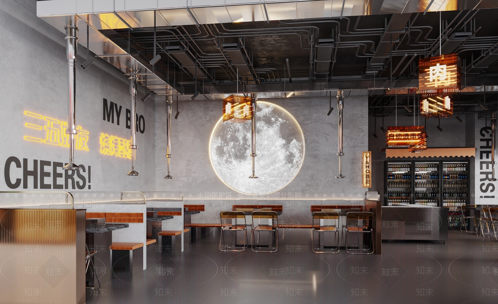 工业烧烤店3D模型下载【ID:1201972502】