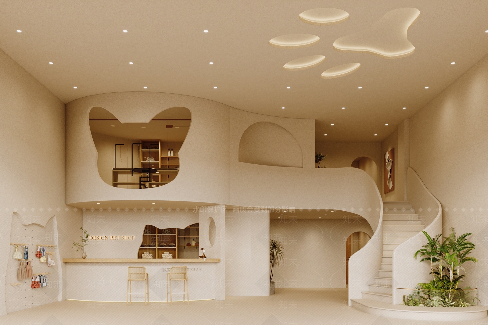 奶油现代宠物店3D模型下载【ID:1201973545】
