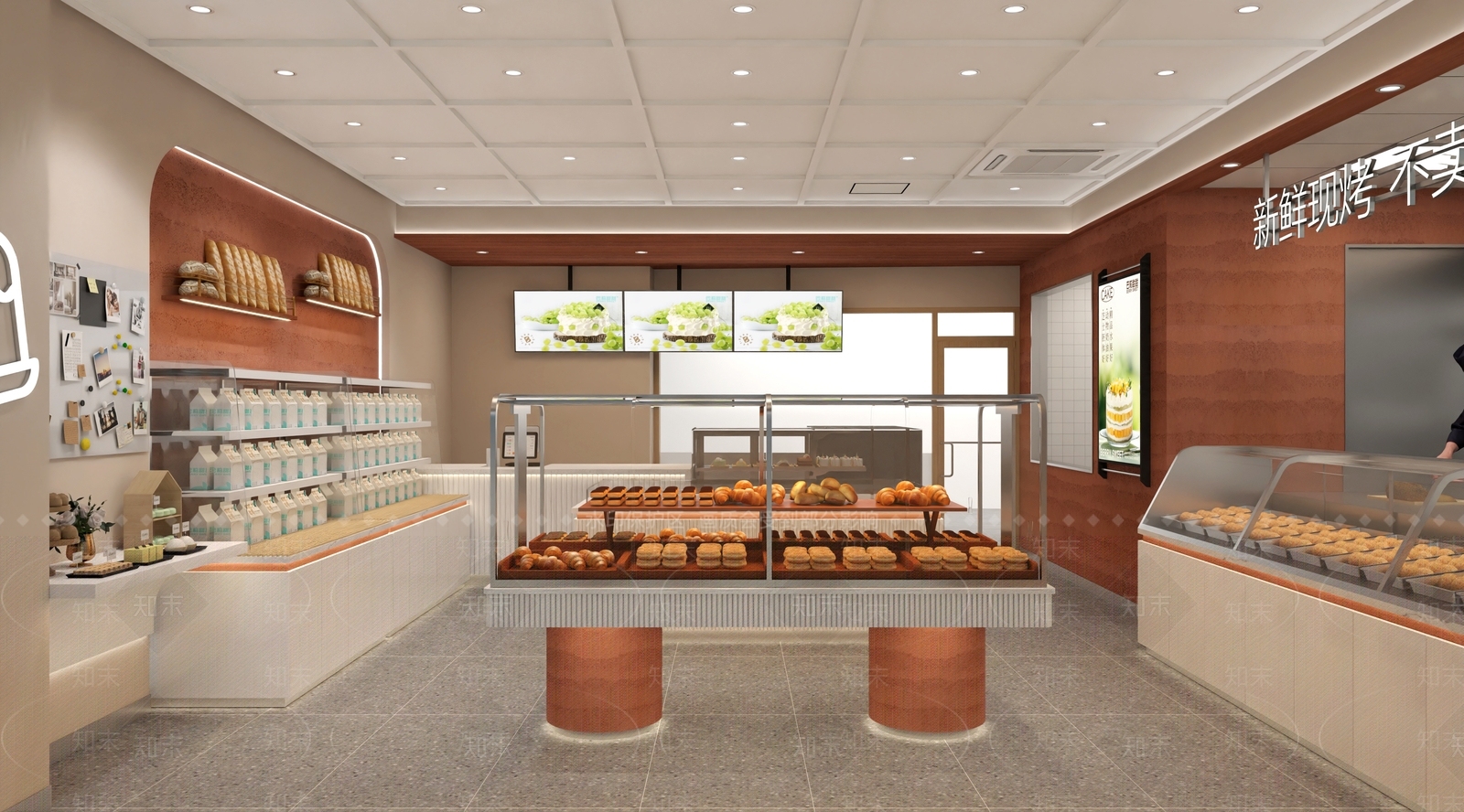 现代奶油甜品面包店3D模型下载【ID:1201973970】