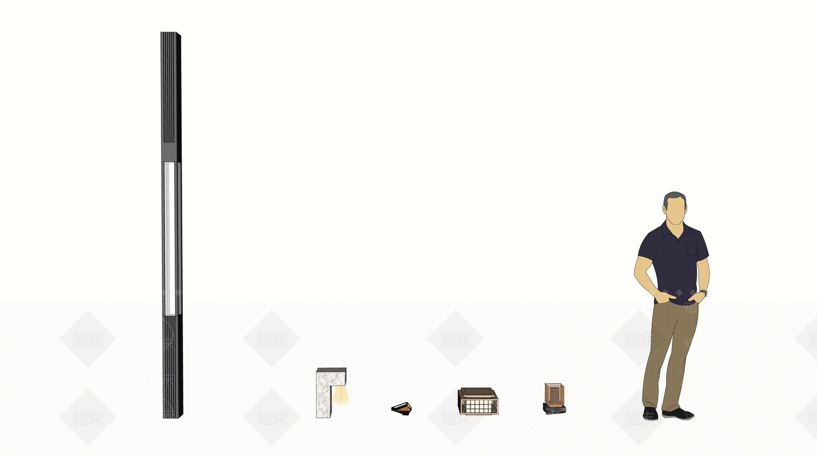 现代新中式草坪灯SU模型下载【ID:1201975645】