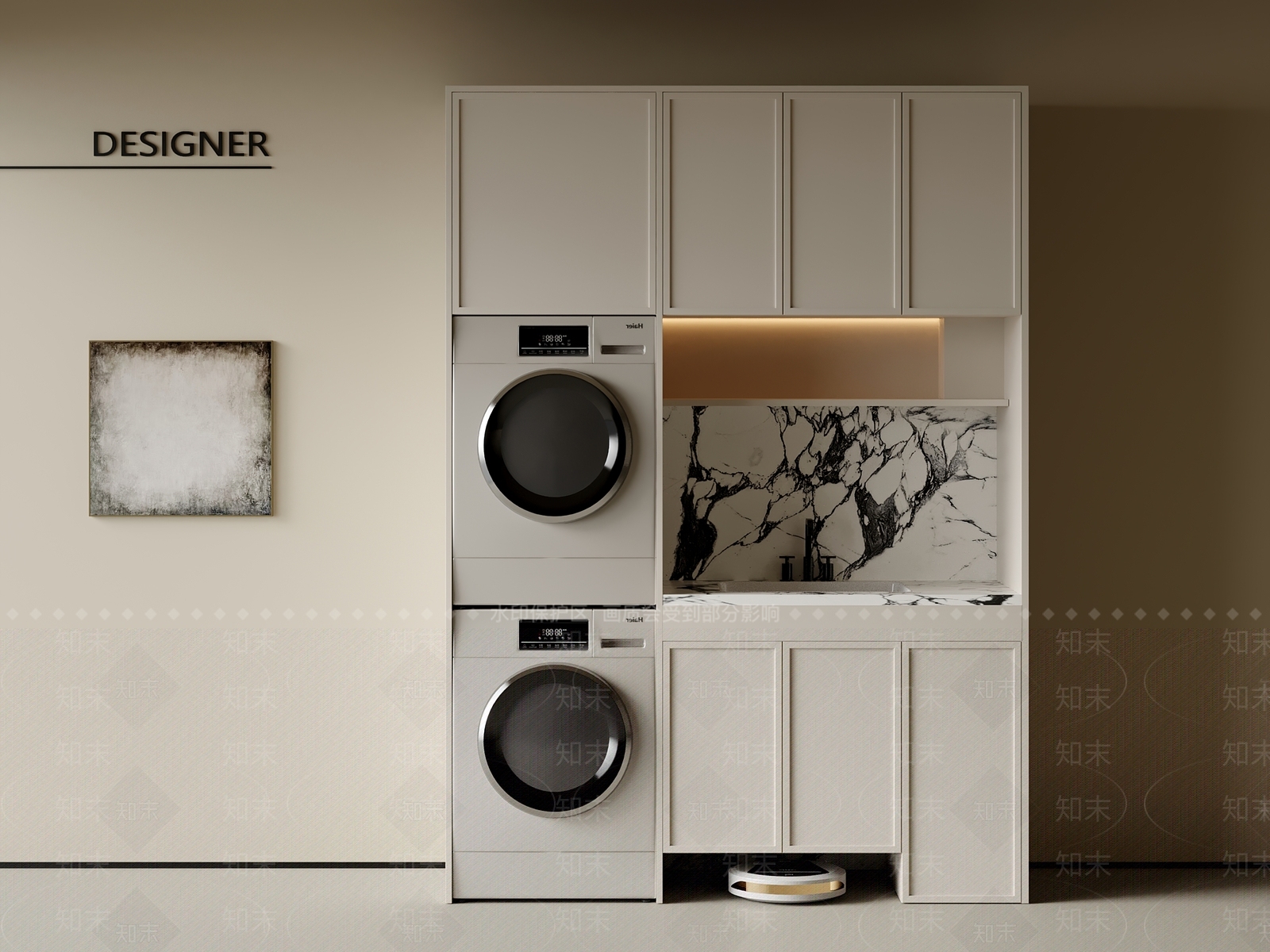 现代中古洗衣机柜3D模型下载【ID:1201975822】