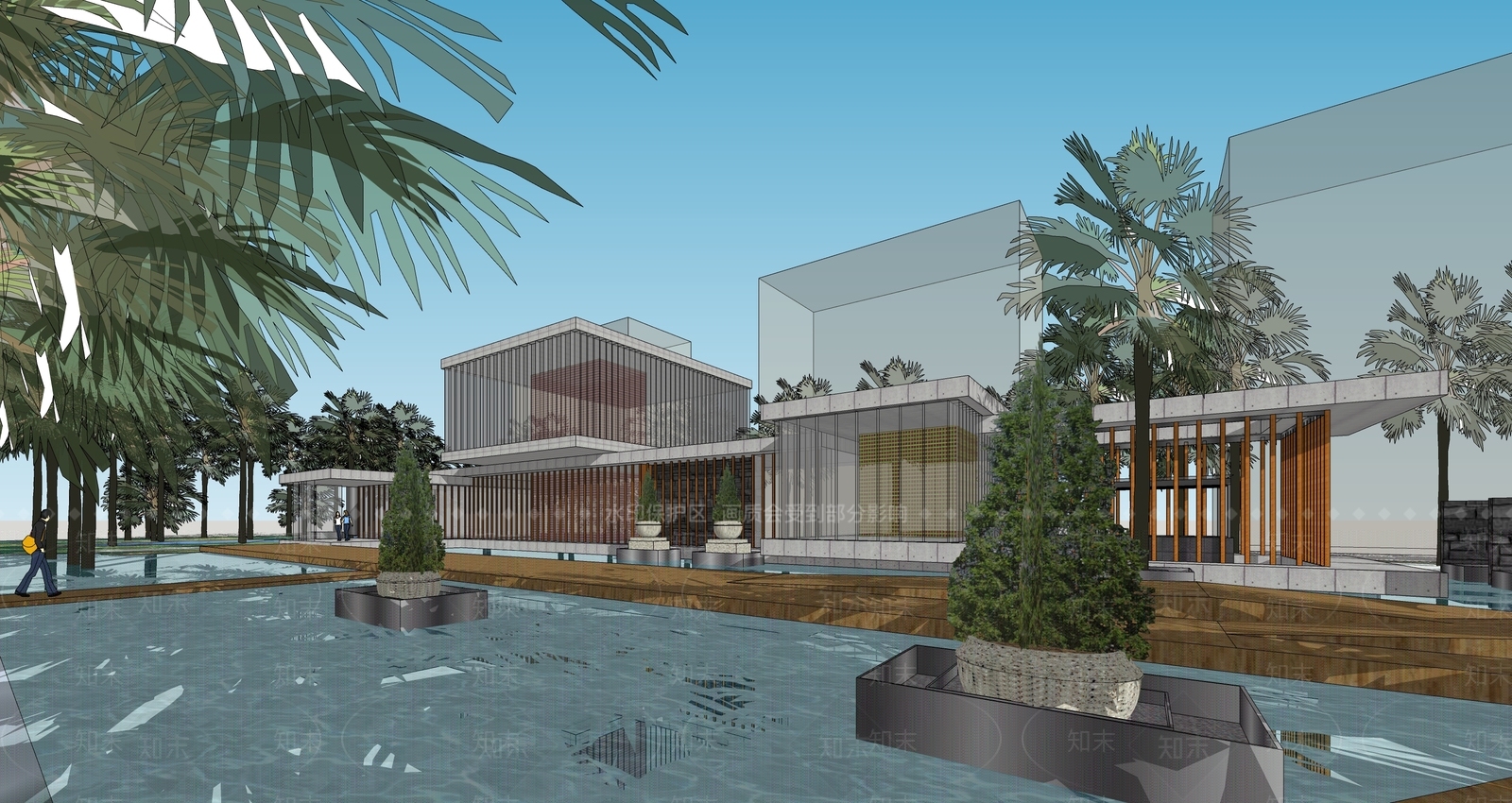 现代售楼处建筑SU模型下载【ID:1201976315】