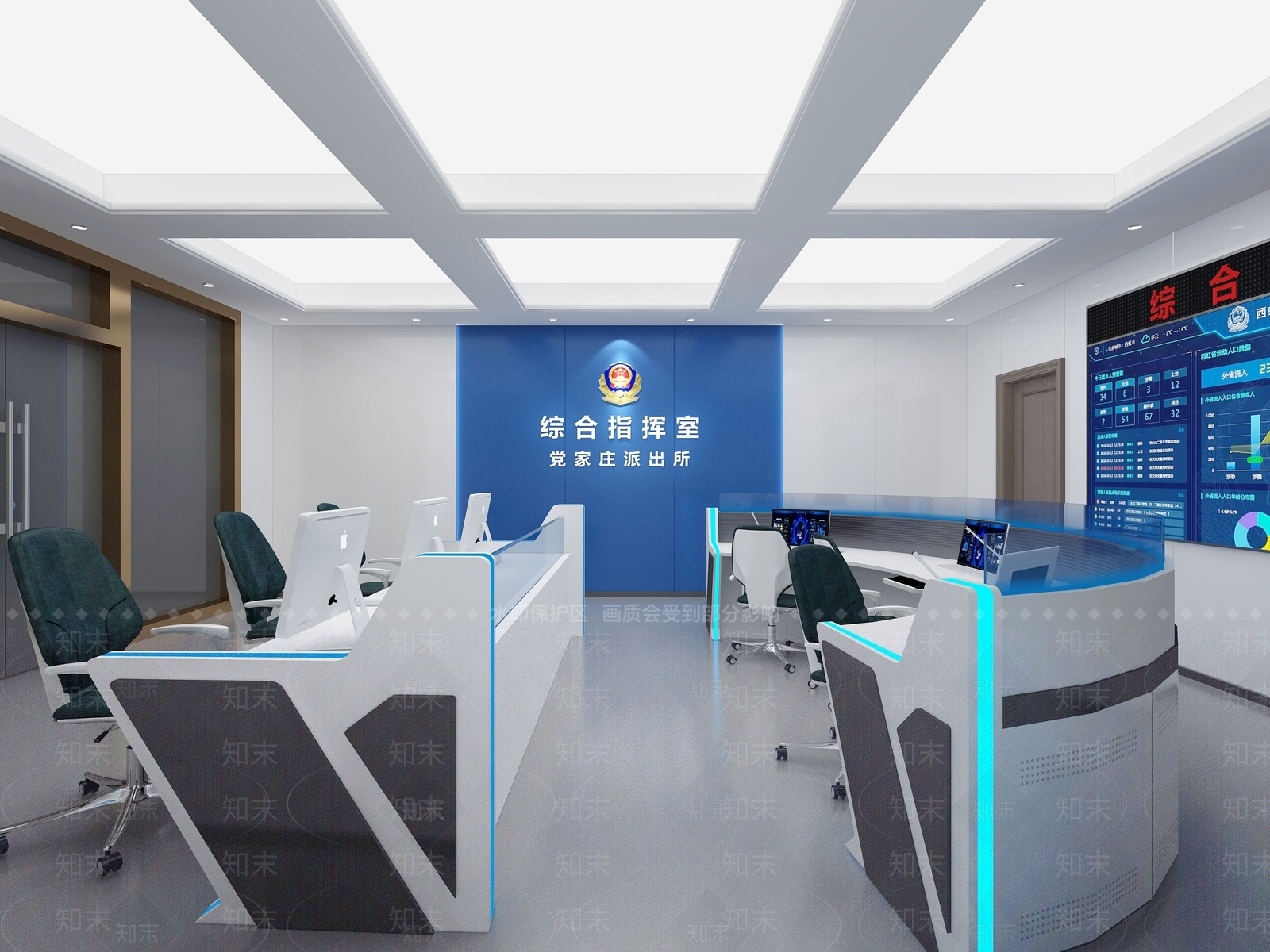 现代简约办公大厅3D模型下载【ID:1201976492】