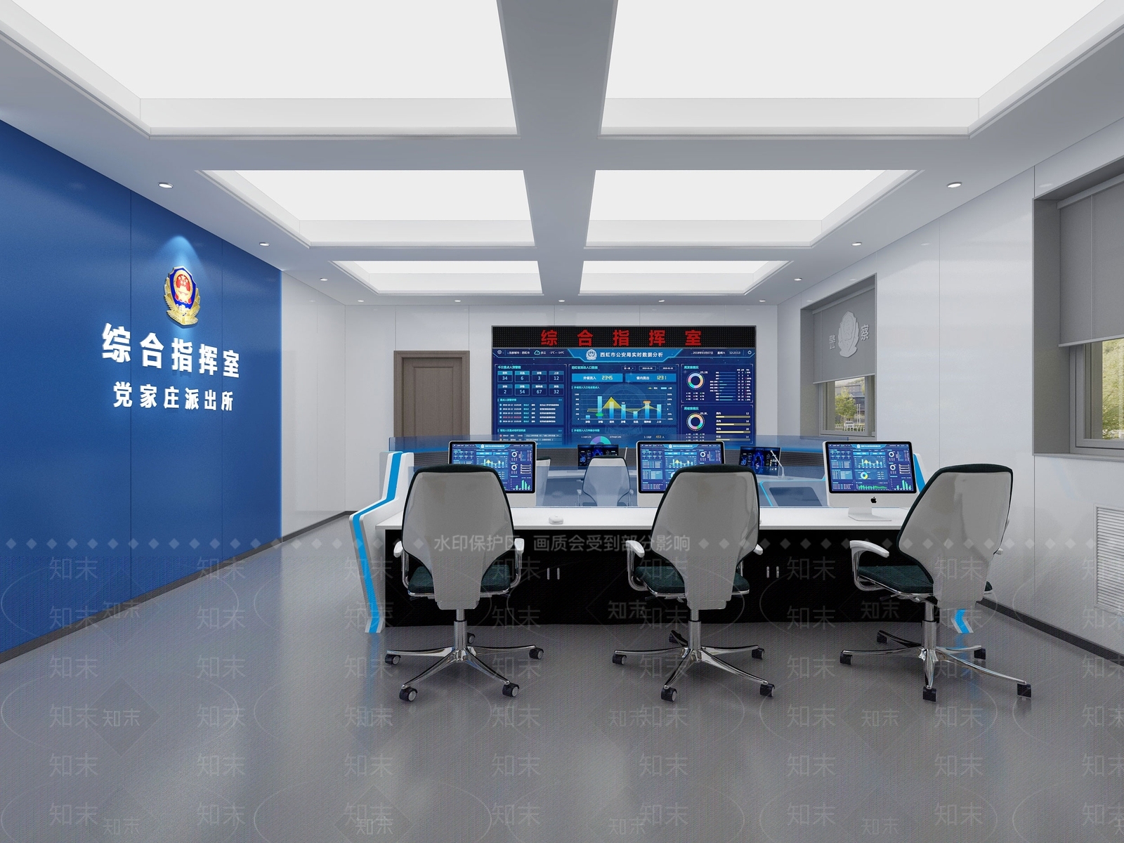 现代简约办公大厅3D模型下载【ID:1201976492】