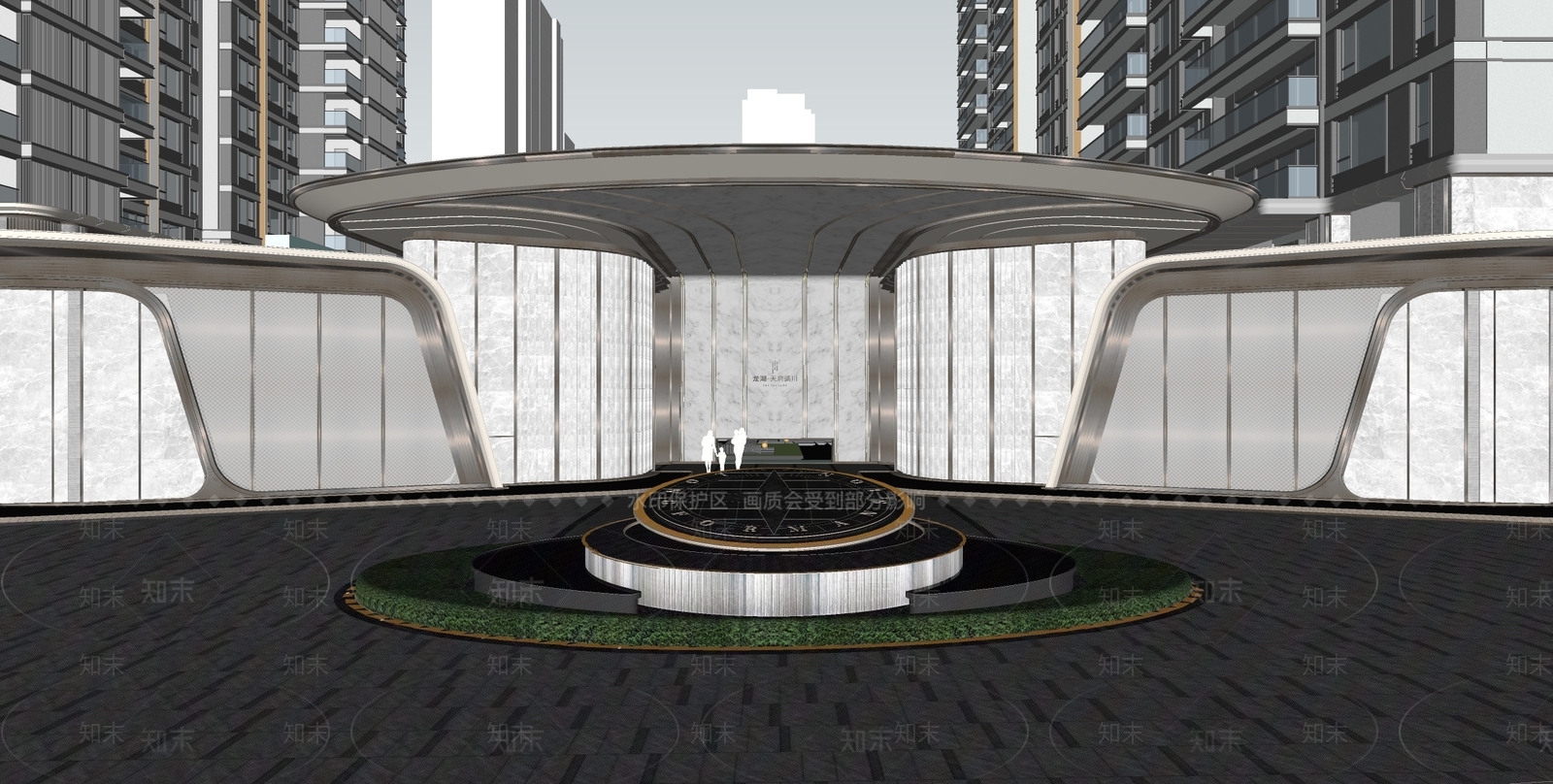 现代轻奢小区景观SU模型下载【ID:1201976706】