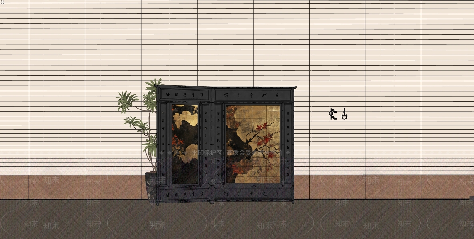 中古复古屏风SU模型下载【ID:1201977254】