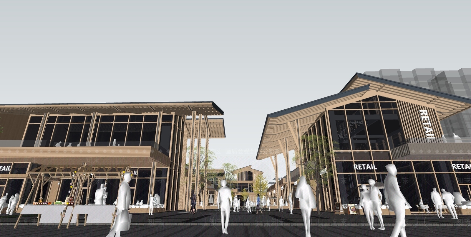 现代商业街SU模型下载【ID:1201981606】