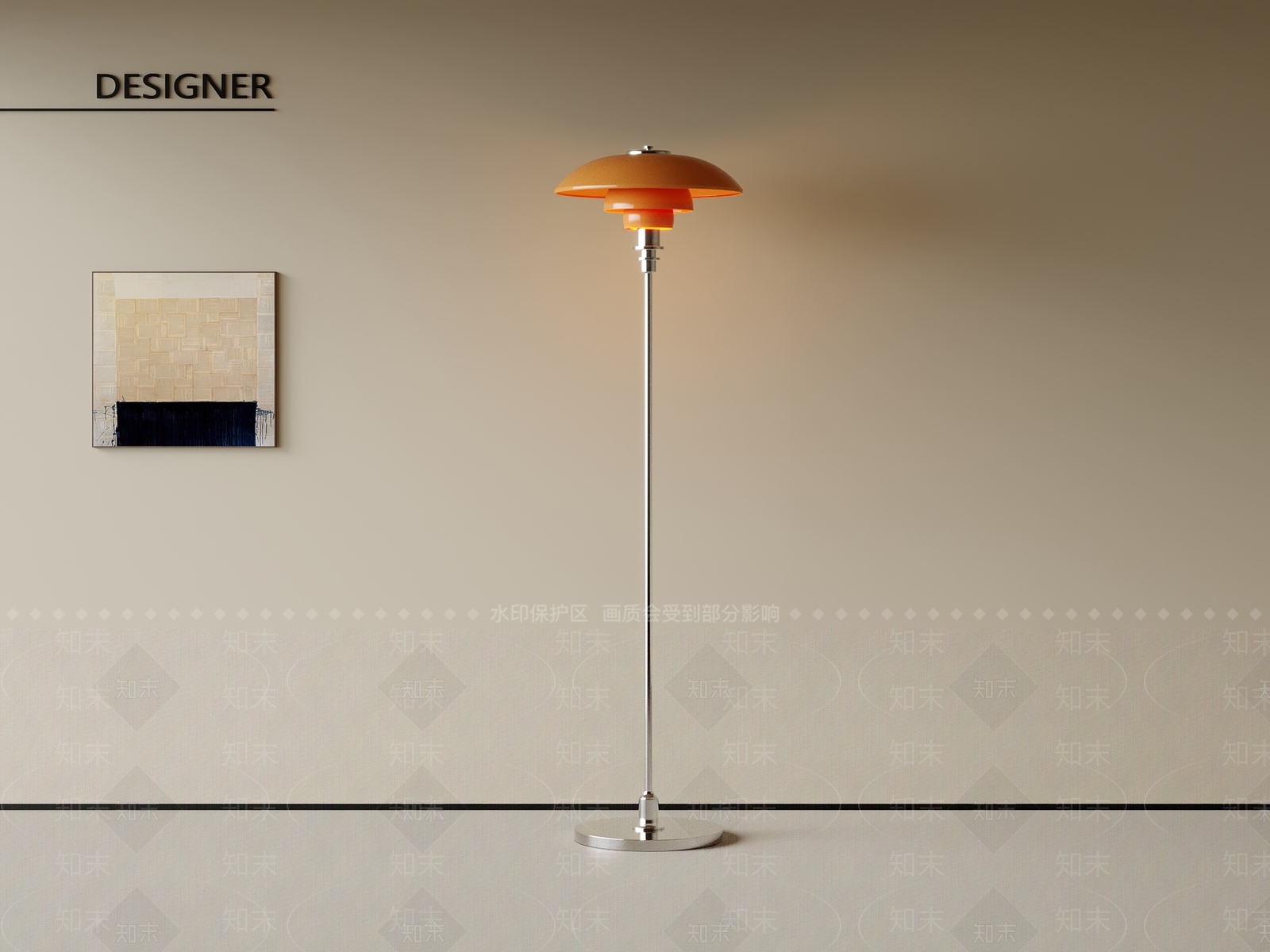 现代中古落地灯3D模型下载【ID:1201983508】