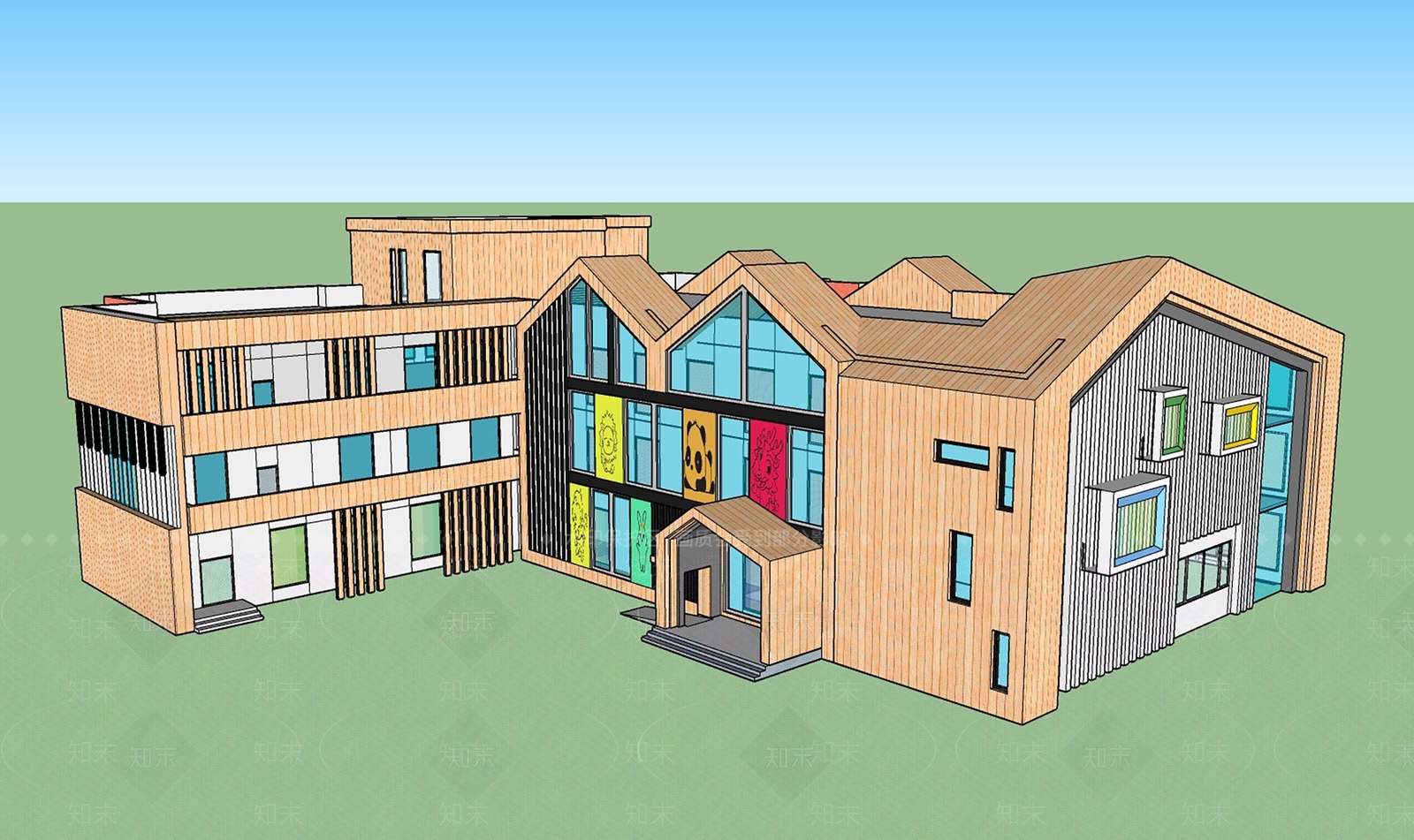 简欧简约幼儿园SU模型下载【ID:1201984149】