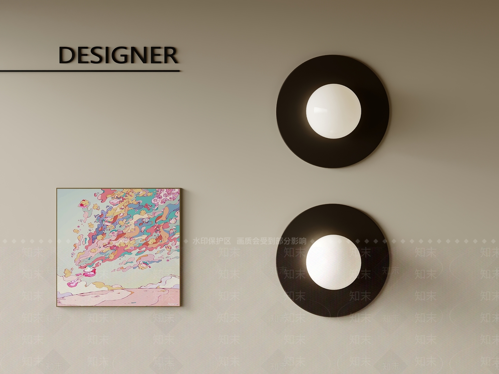 现代中古壁灯3D模型下载【ID:1201984703】