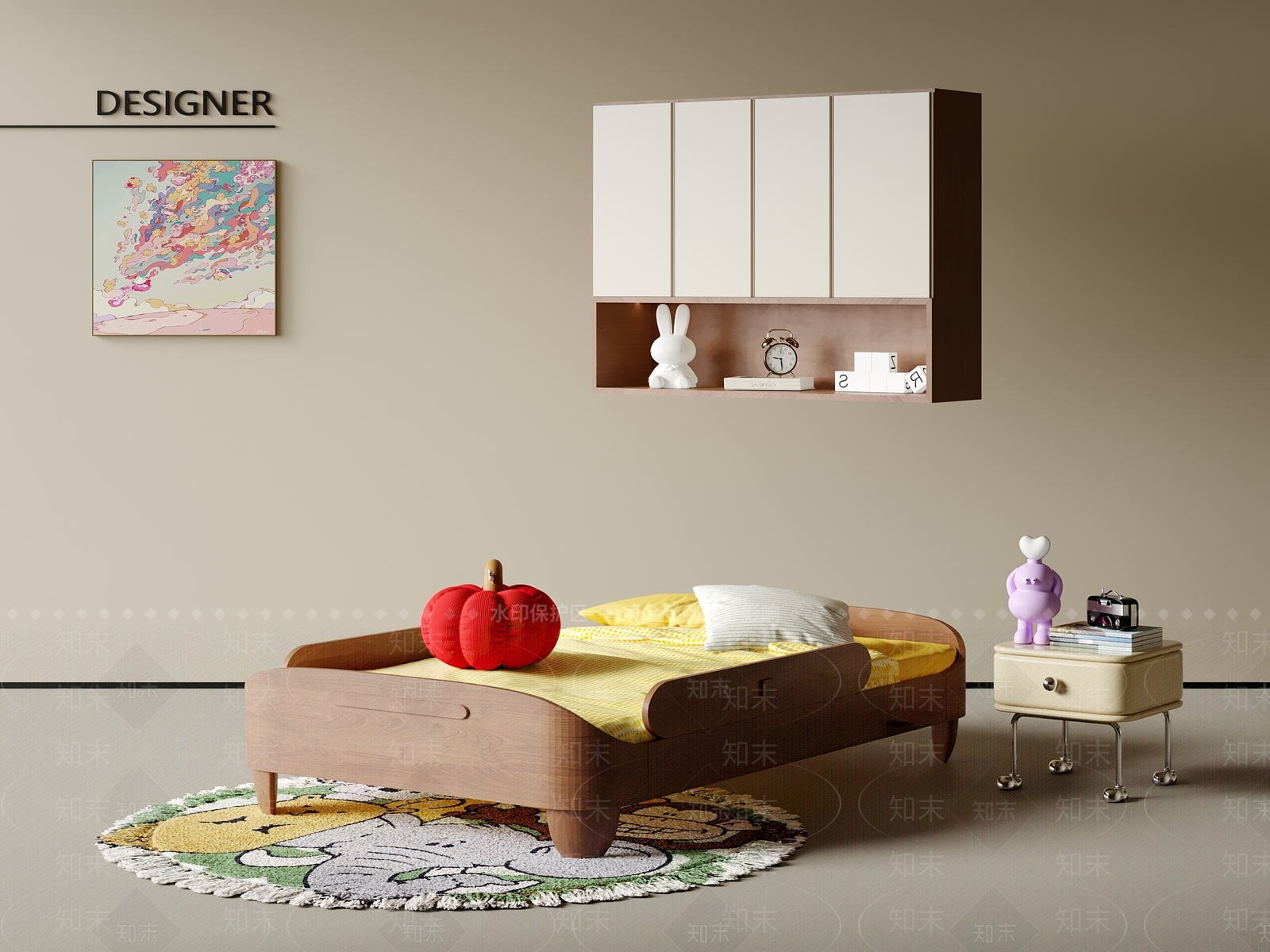 现代儿童床3D模型下载【ID:1201985163】