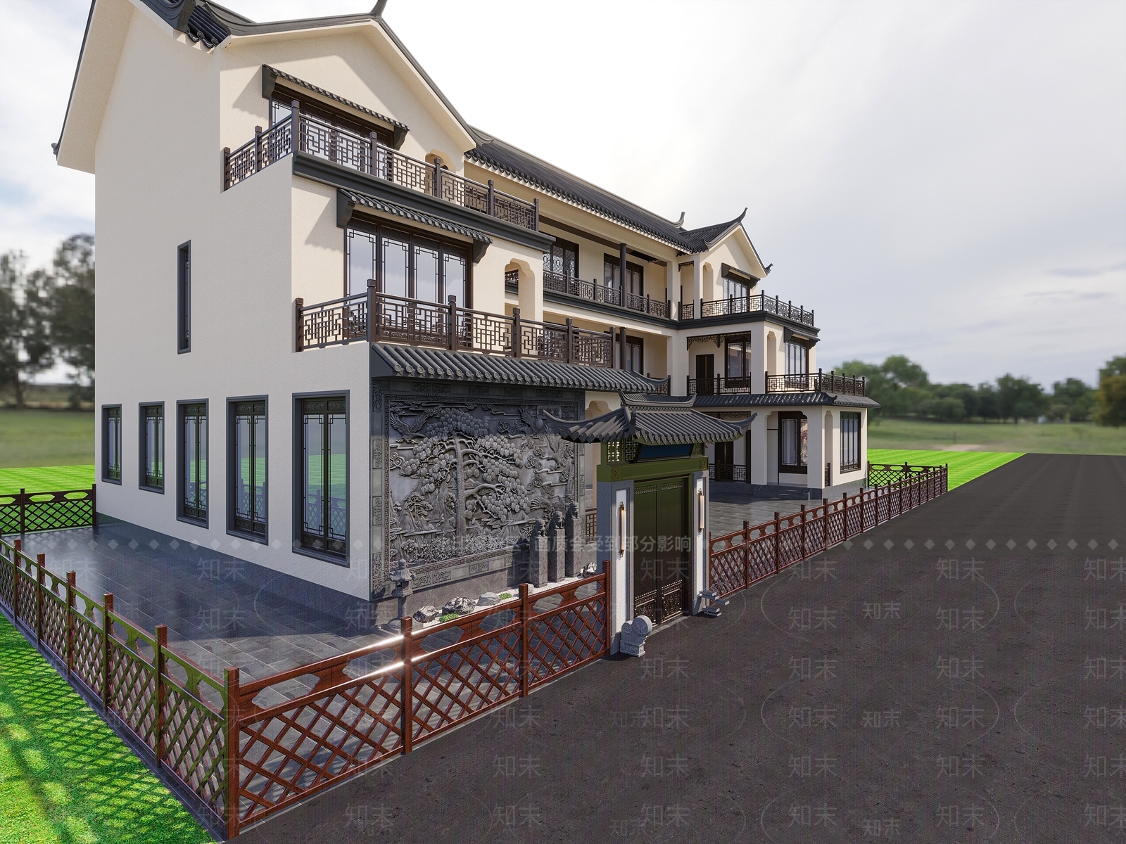 新中式中式四合院3D模型下载【ID:1201985814】