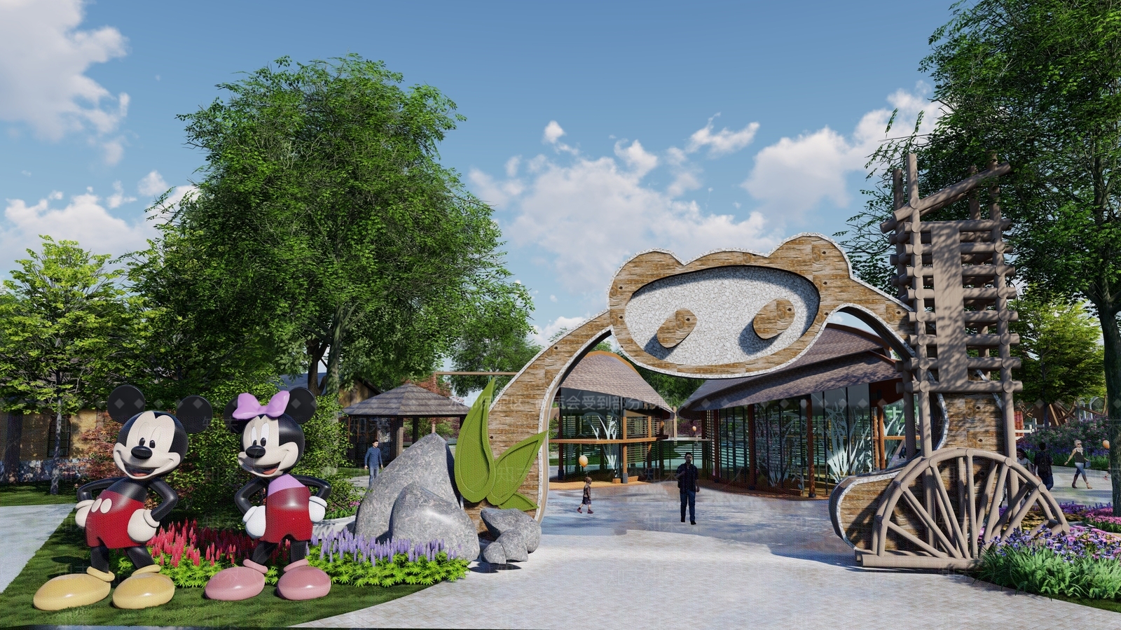 现代新中式景观公园SU模型下载【ID:1202040452】