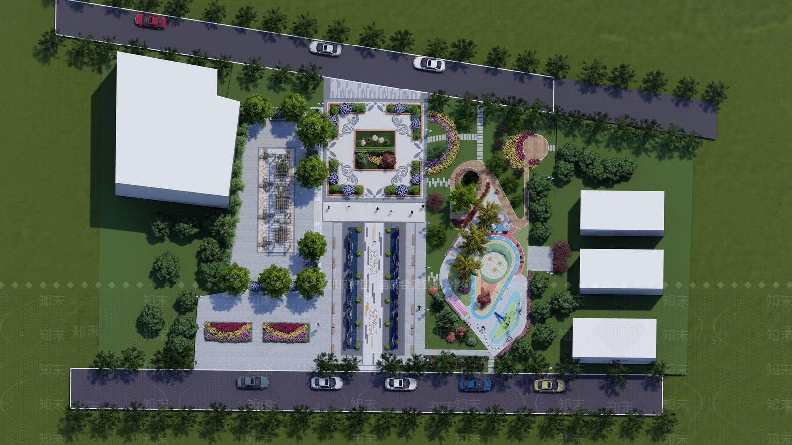 现代新中式景观公园SU模型下载【ID:1202311188】