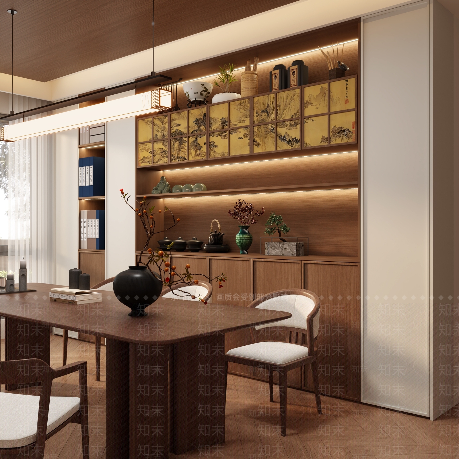 新中式餐边柜3D模型下载【ID:1201988390】