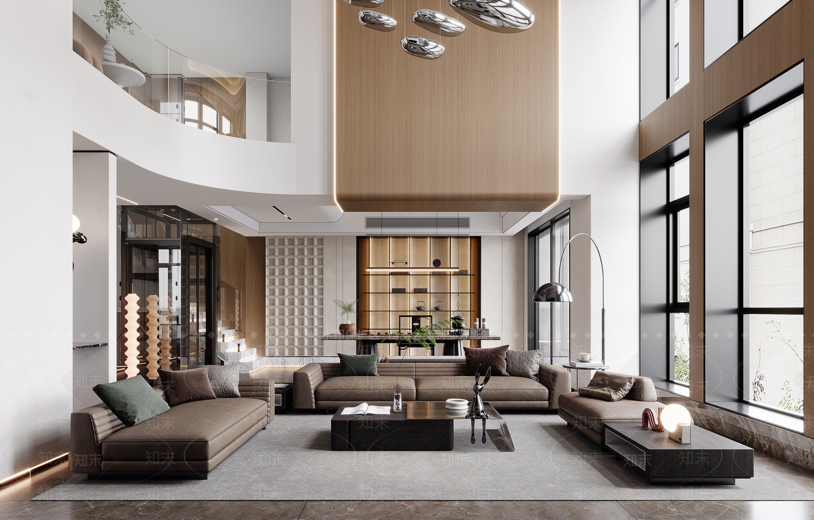 现代别墅客餐厅3D模型下载【ID:1201988921】