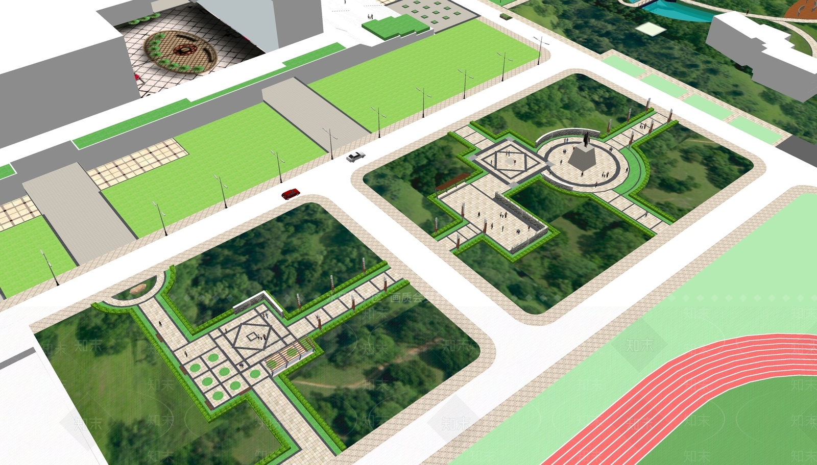 现代景观公园SU模型下载【ID:1201989246】