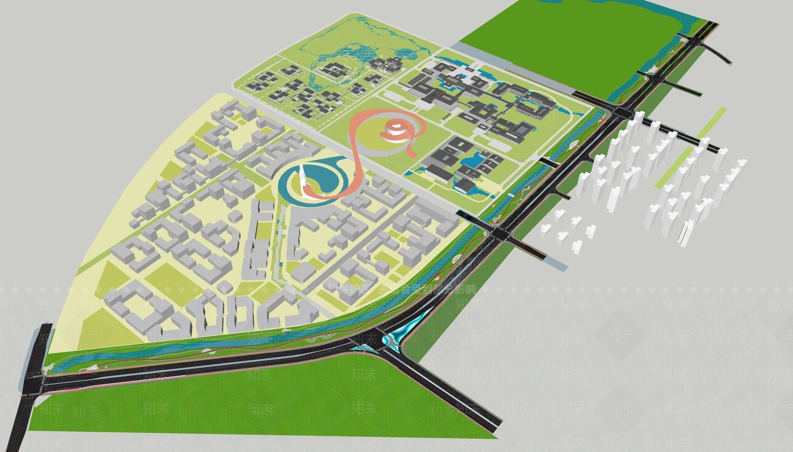 现代滨水景观SU模型下载【ID:1201989649】