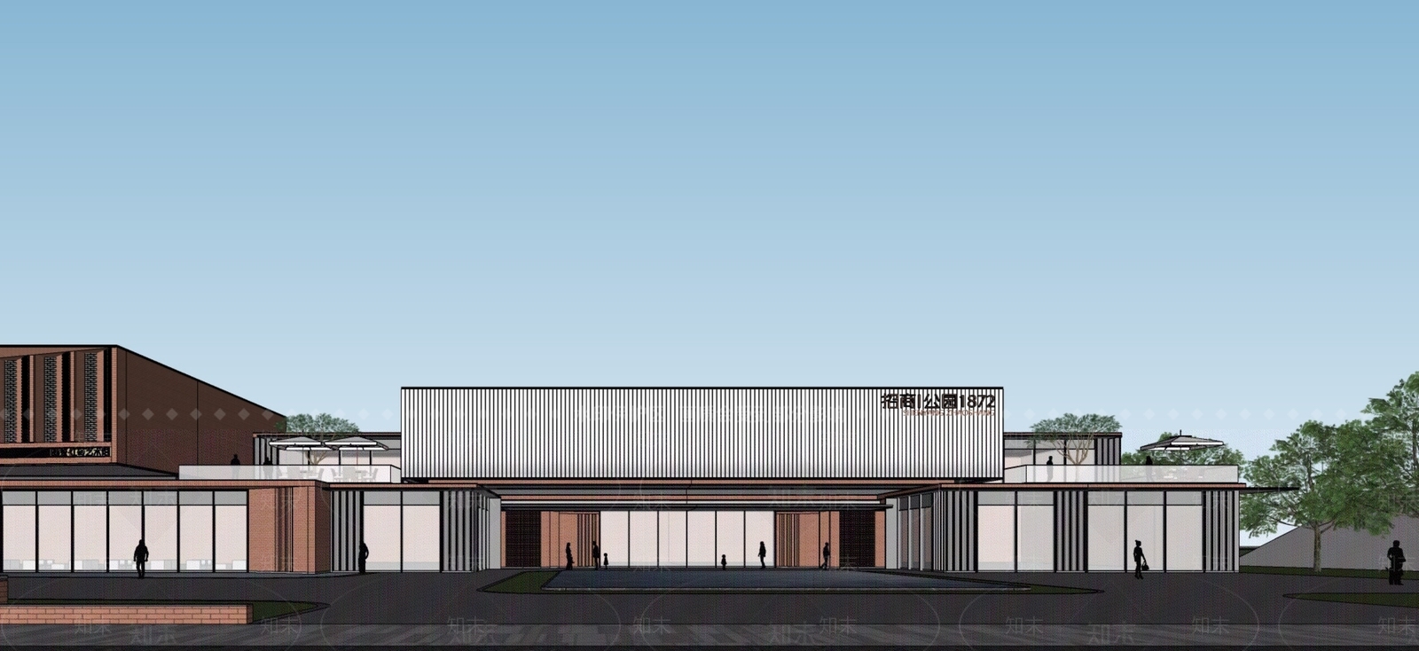 现代新中式售楼处建筑SU模型下载【ID:1201990975】