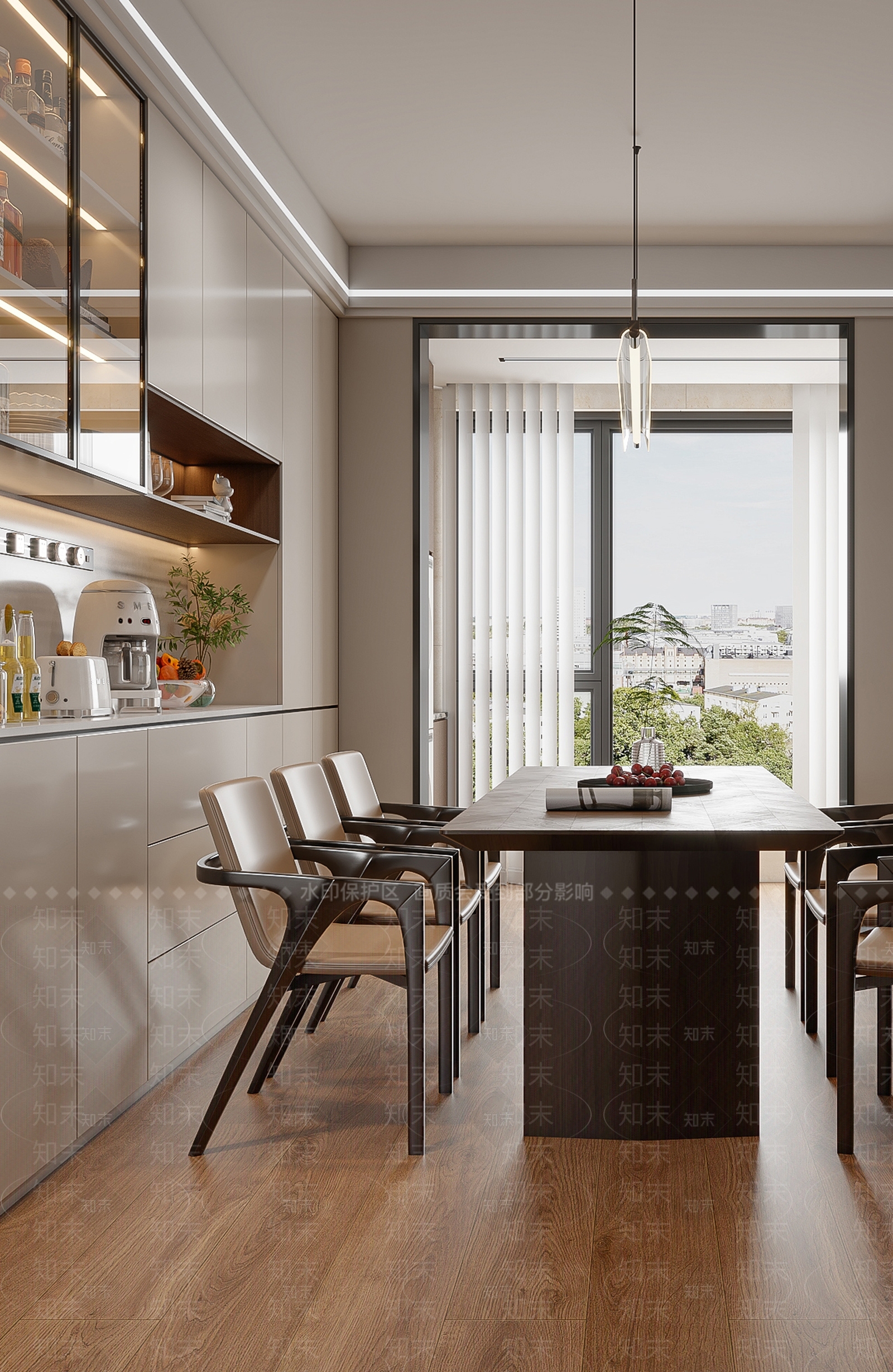 现代奶油家居餐厅3D模型下载【ID:1201991300】