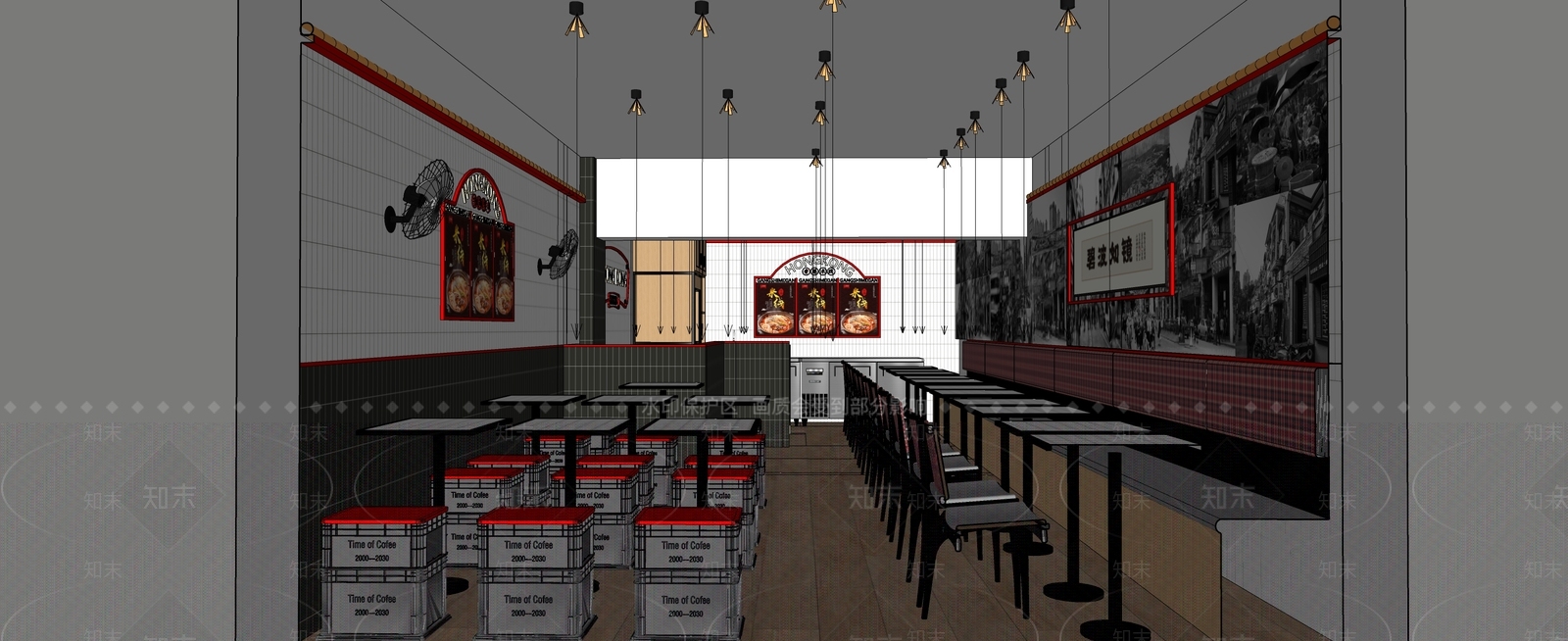复古工业茶餐厅SU模型下载【ID:1201992206】