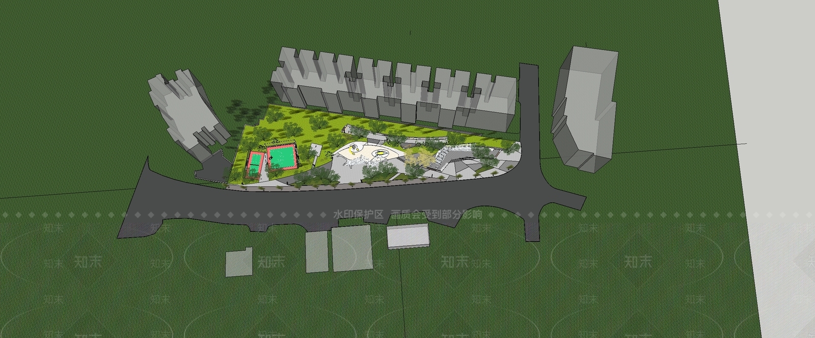 现代口袋公园SU模型下载【ID:1201994701】