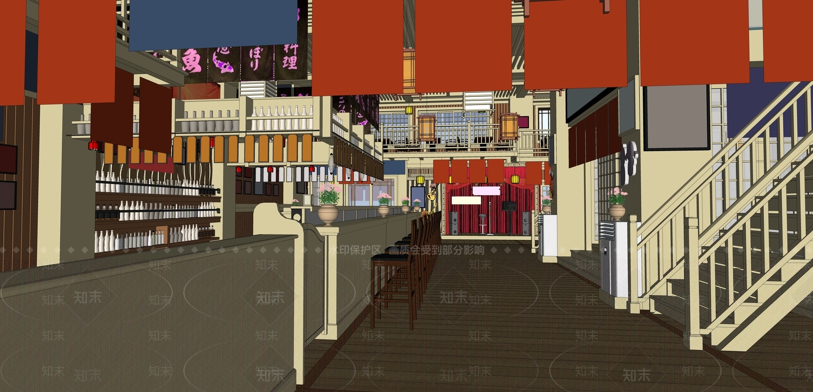 日式茶餐厅SU模型下载【ID:1201995513】