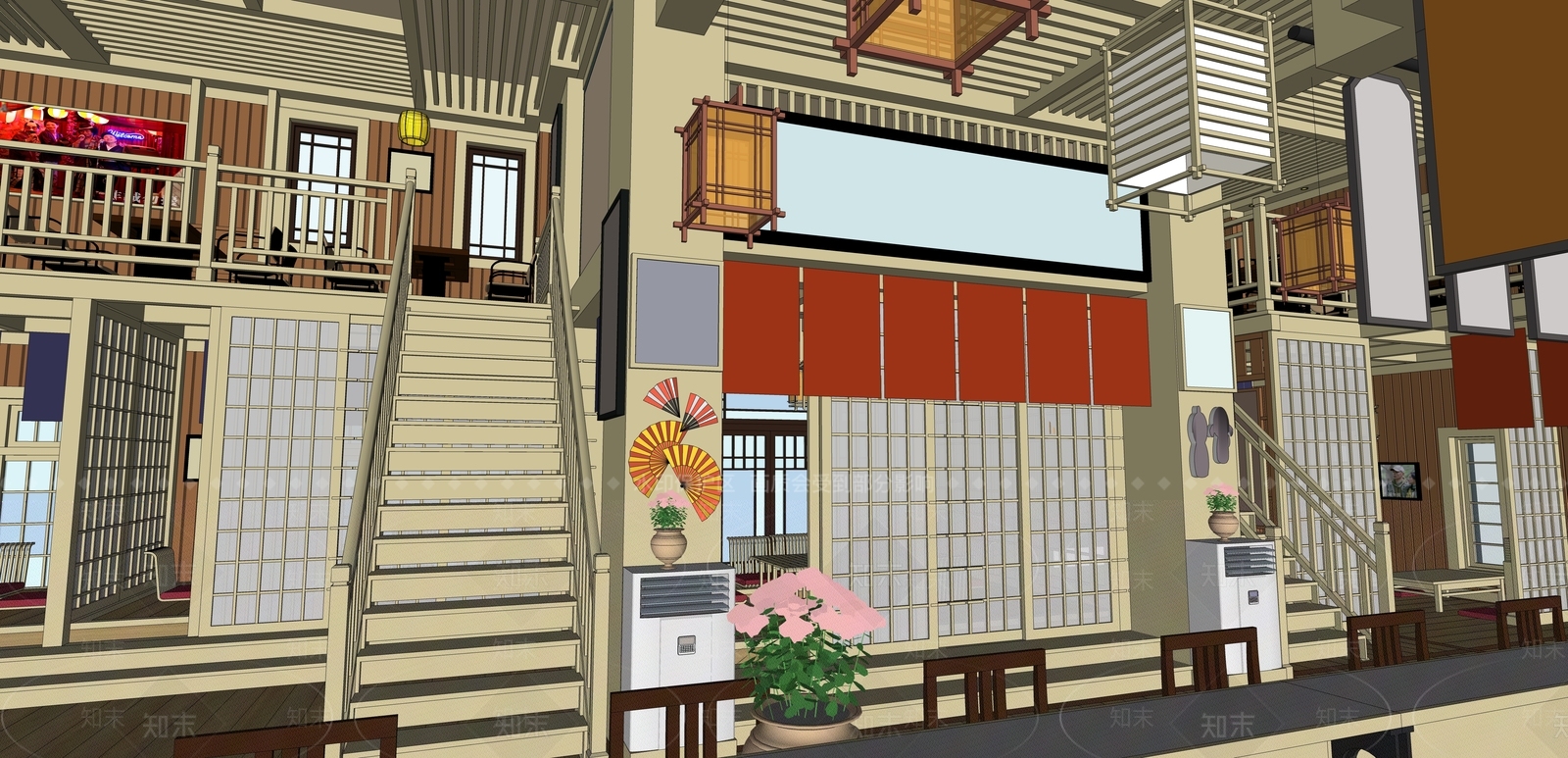 日式茶餐厅SU模型下载【ID:1201995513】