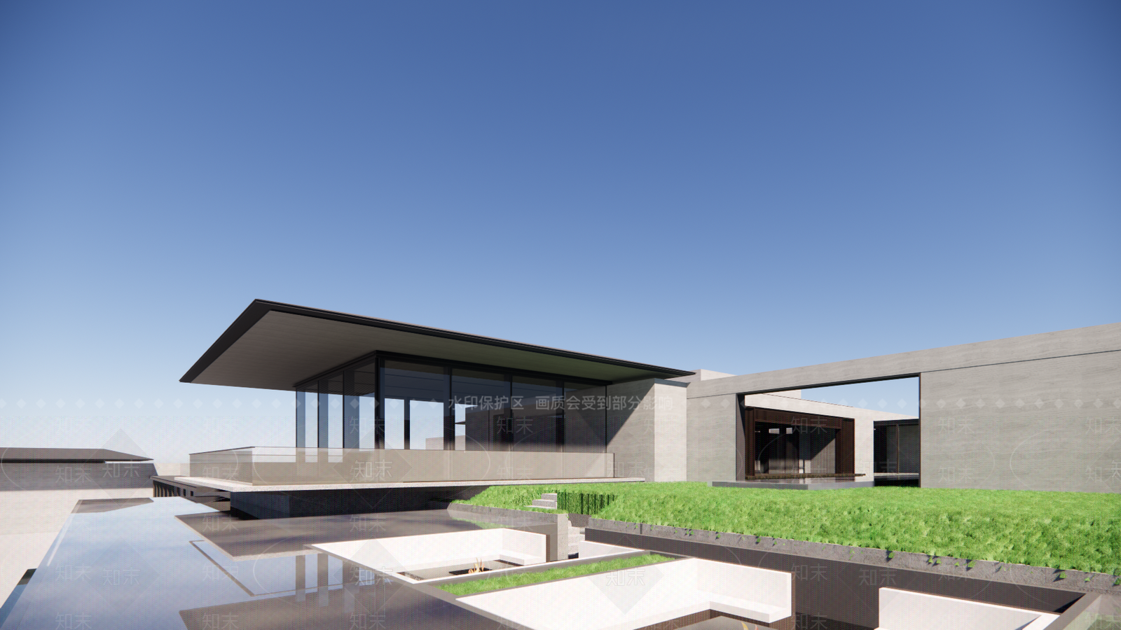 现代售楼处建筑SU模型下载【ID:1201995350】