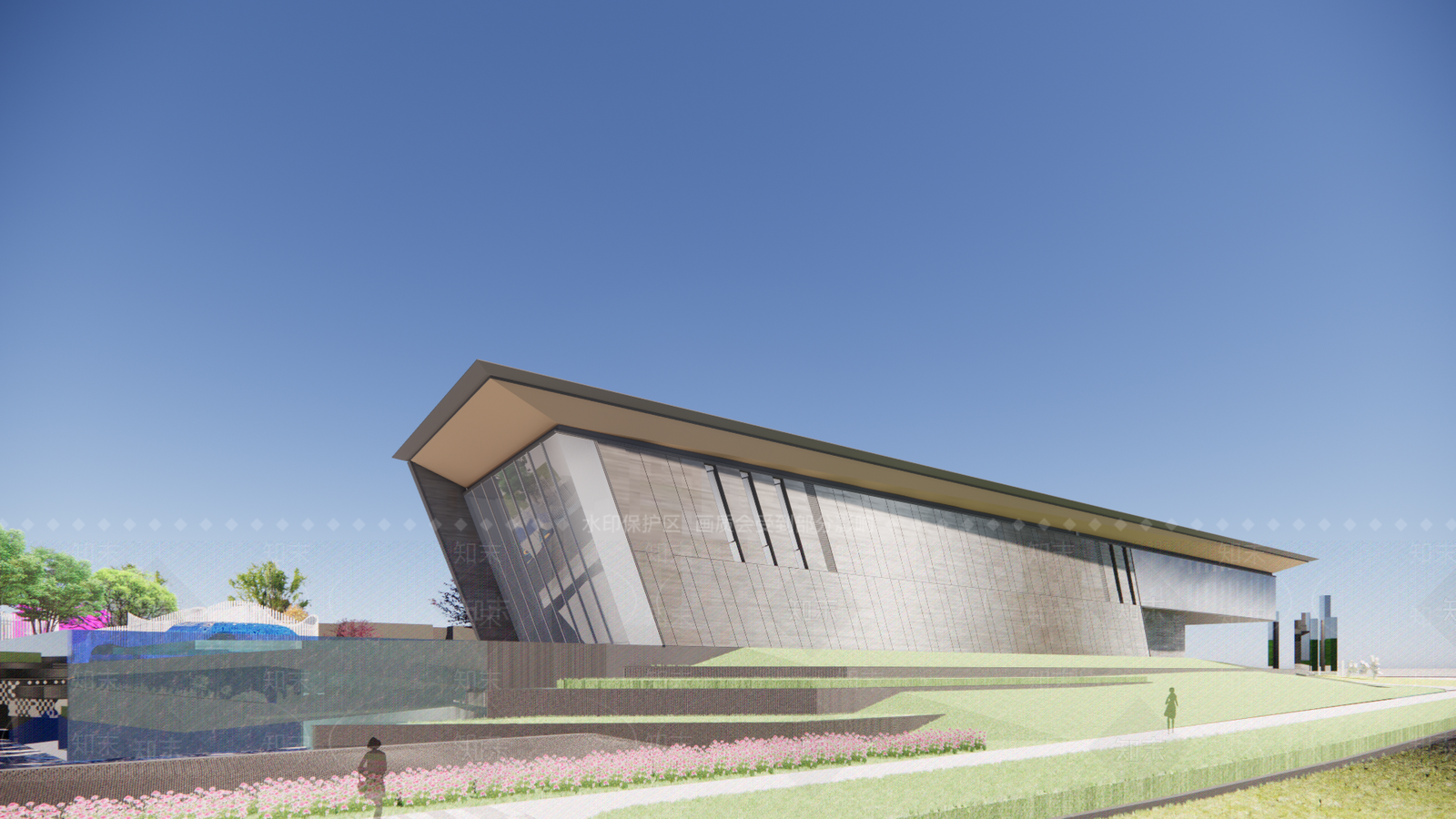 现代售楼处建筑SU模型下载【ID:1201995353】
