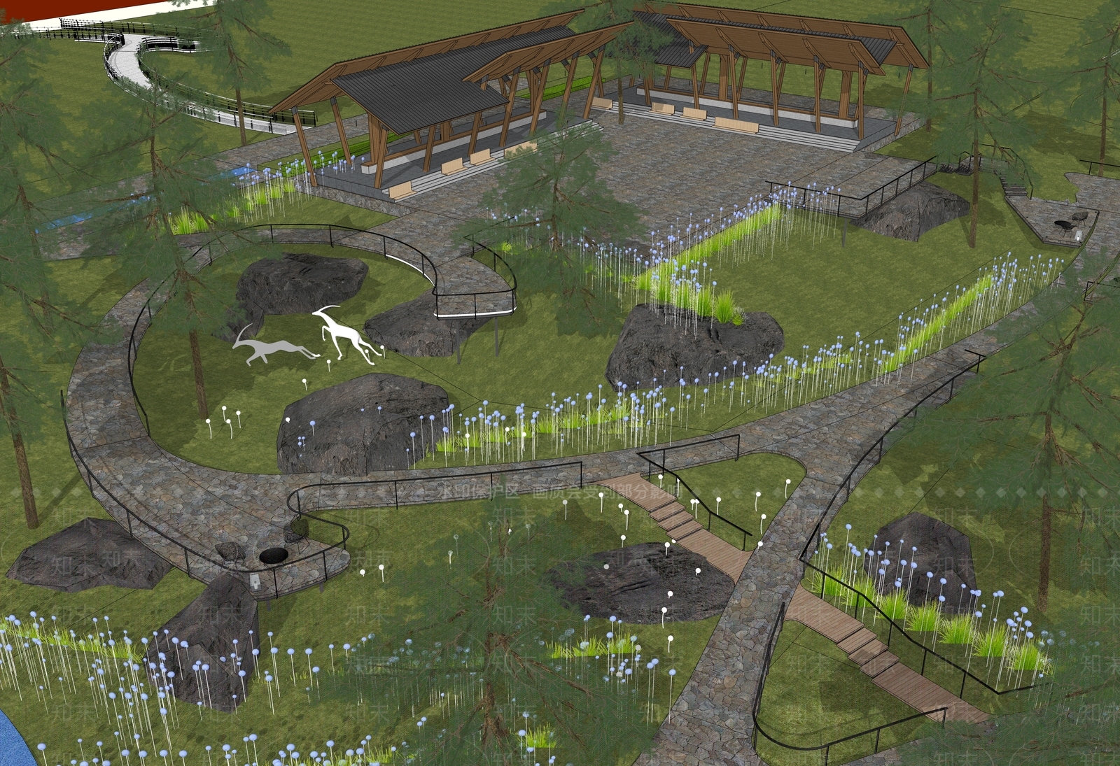 现代景观公园SU模型下载【ID:1201995713】