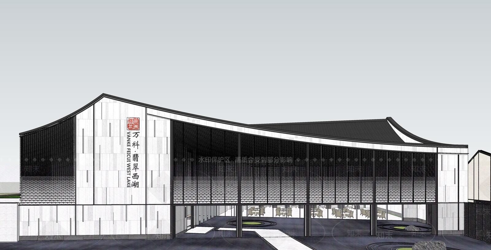 新中式售楼处建筑SU模型下载【ID:1201995686】