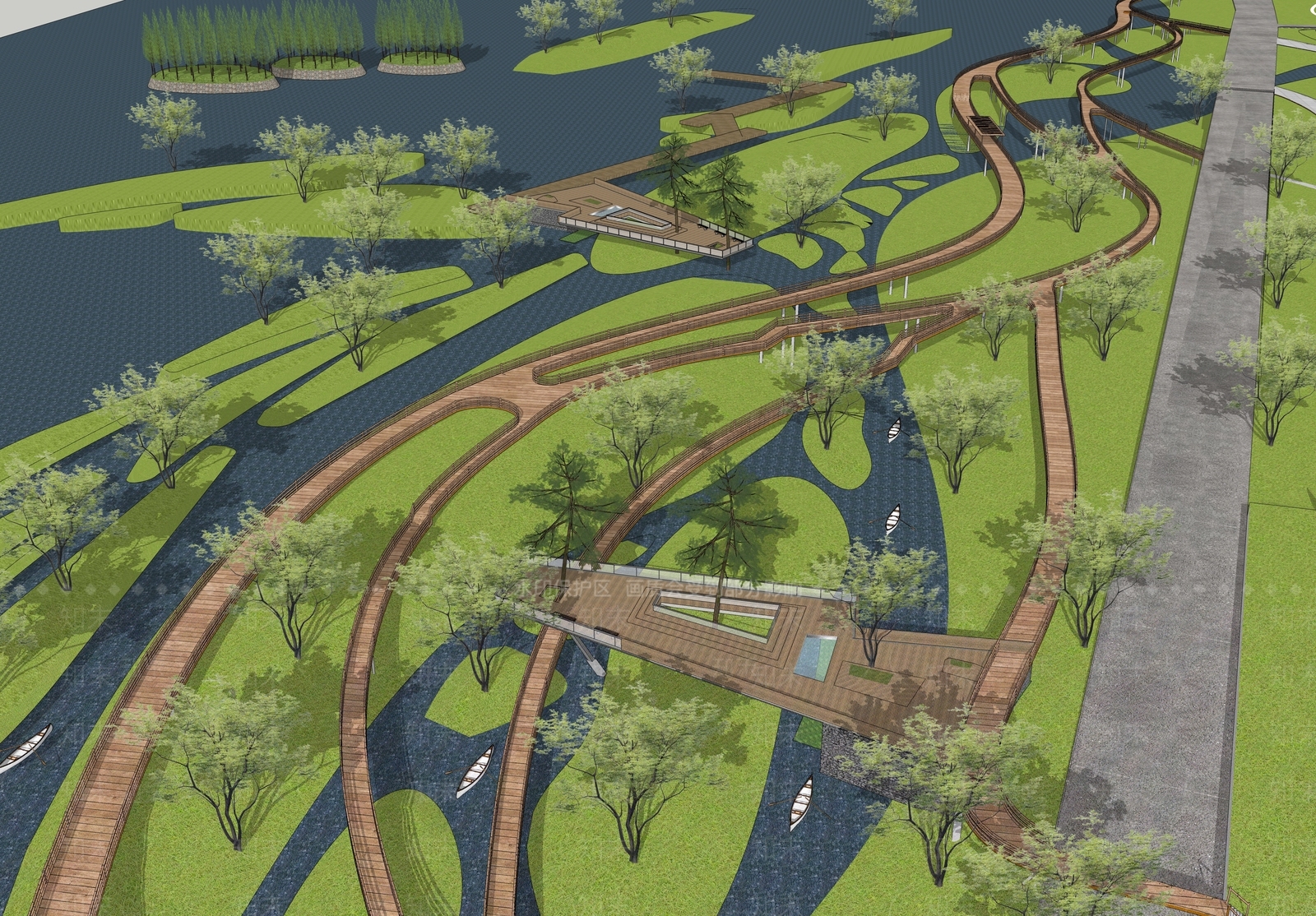 现代景观公园SU模型下载【ID:1201995839】