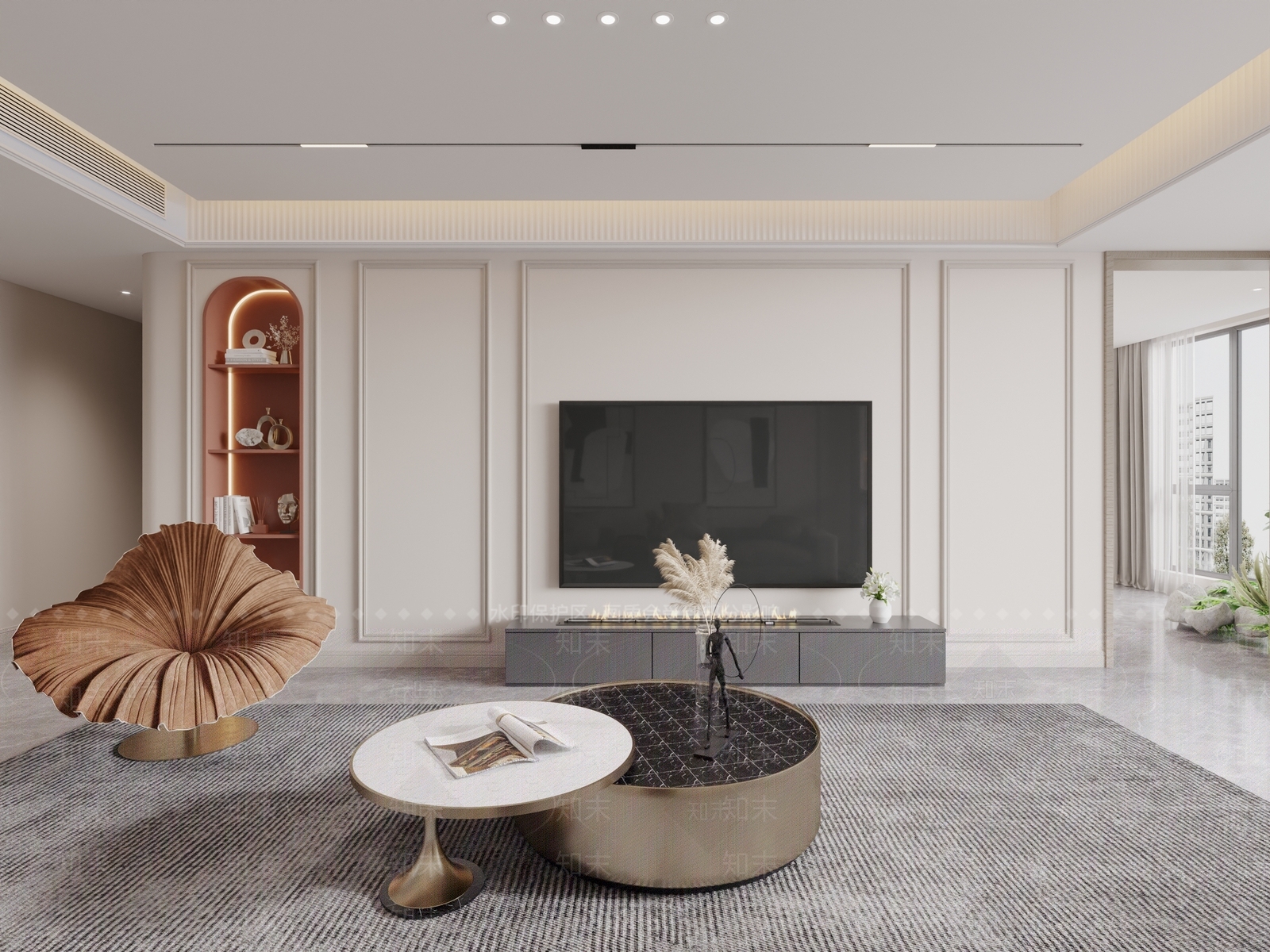 简欧法式家居客厅3D模型下载【ID:1201996937】