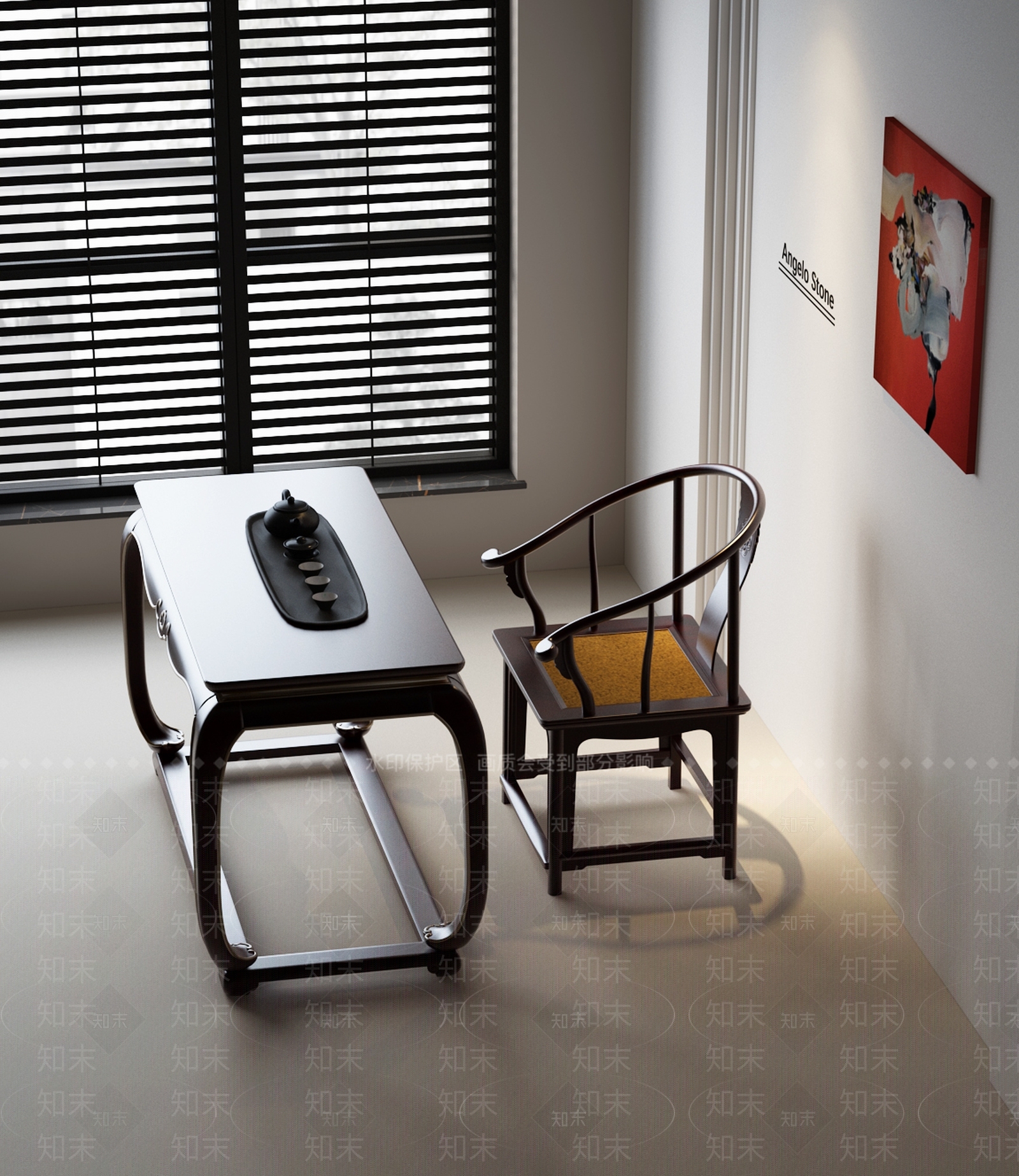新中式中式茶桌椅3D模型下载【ID:1201998768】