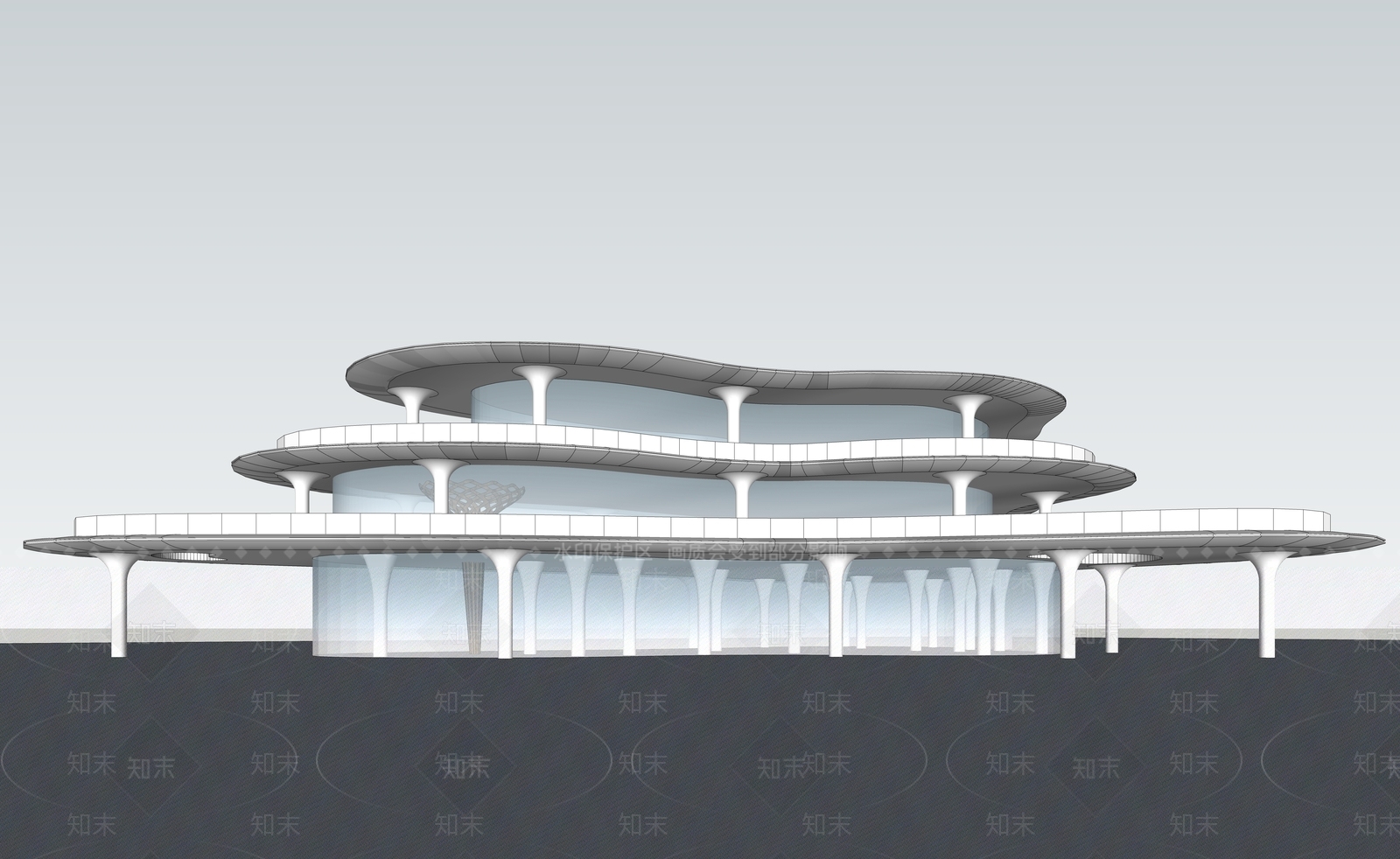 现代售楼处建筑SU模型下载【ID:1202008417】