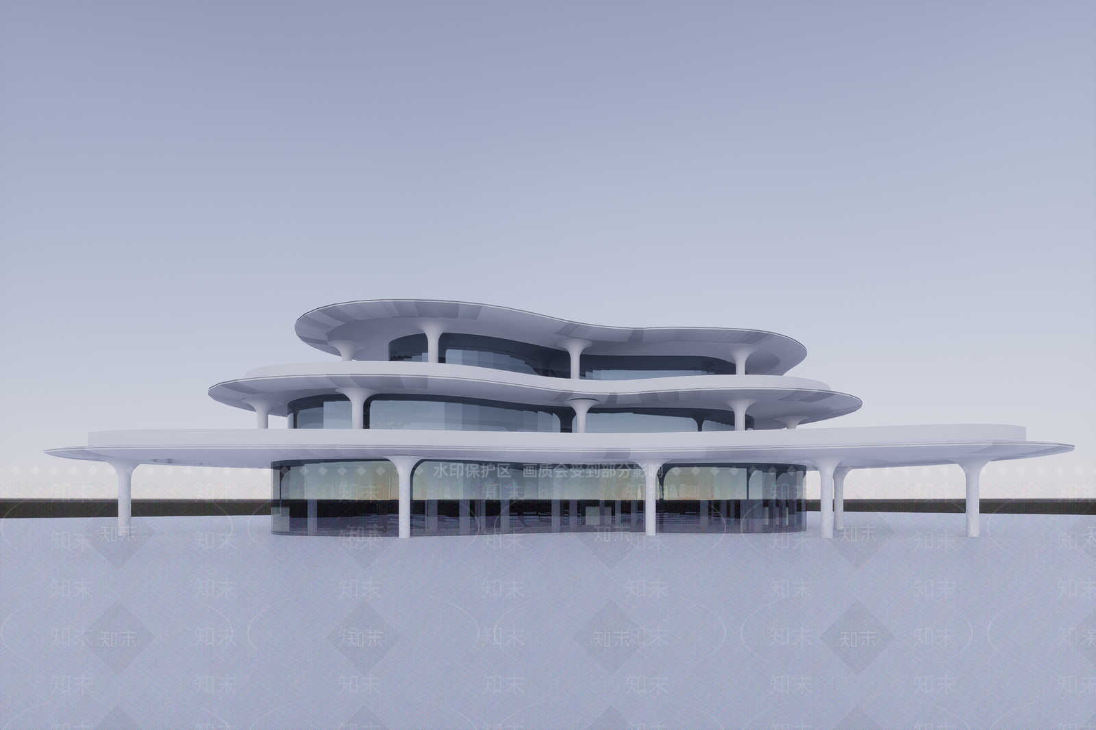 现代售楼处建筑SU模型下载【ID:1202008417】
