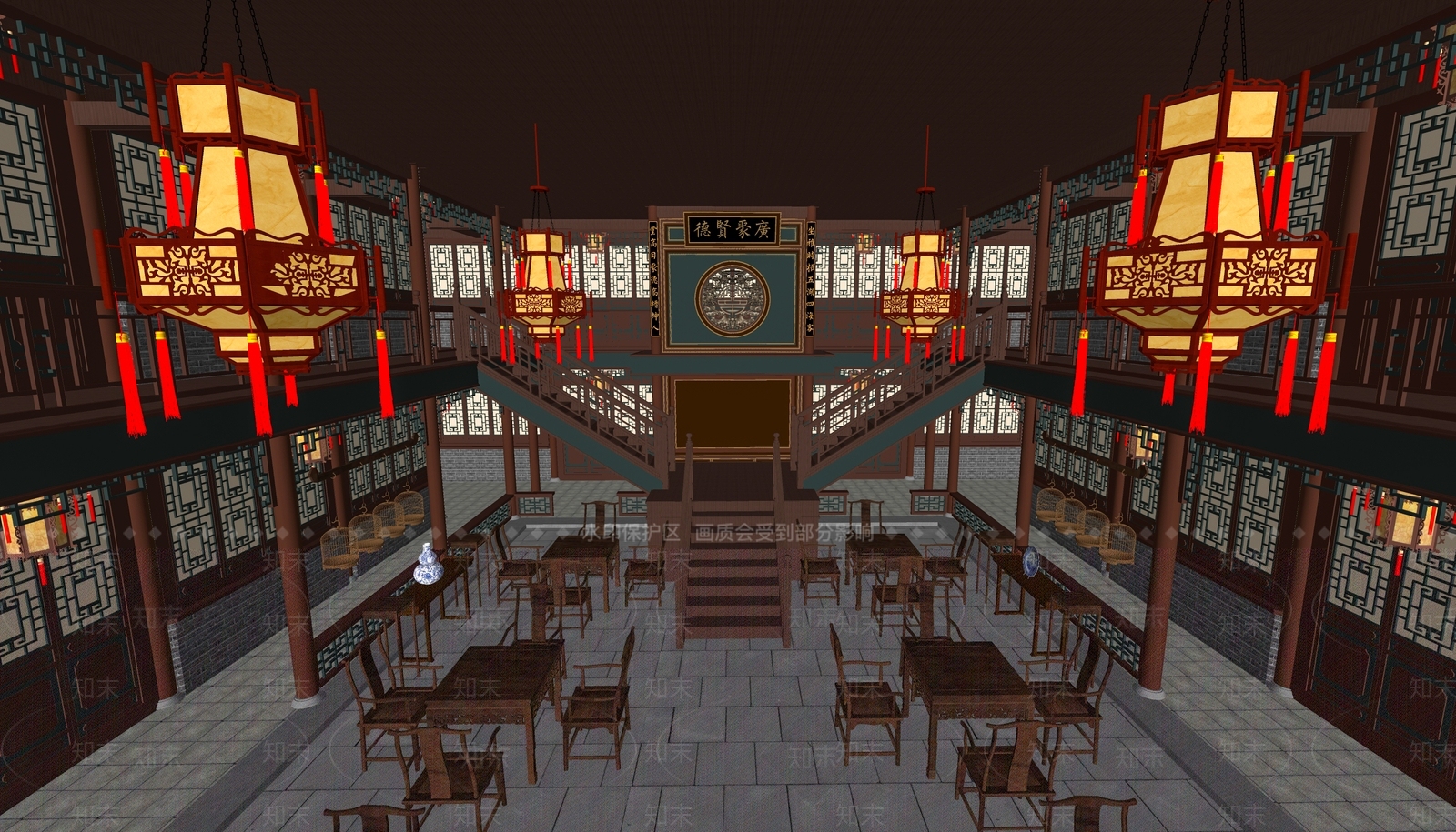 中式茶餐厅SU模型下载【ID:1202009220】