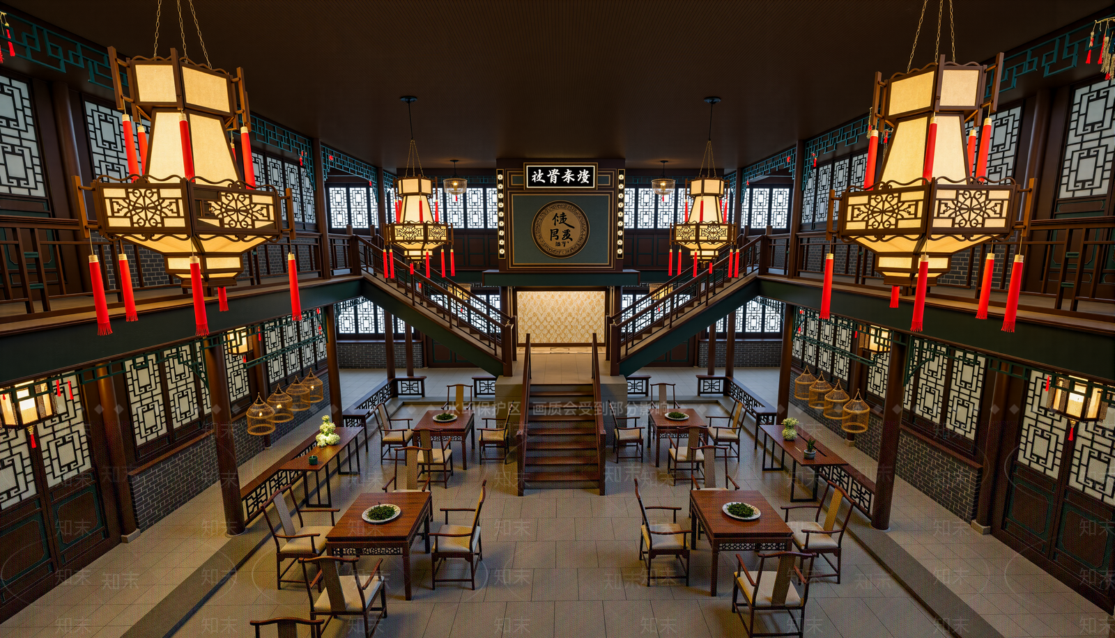 中式茶餐厅SU模型下载【ID:1202009220】