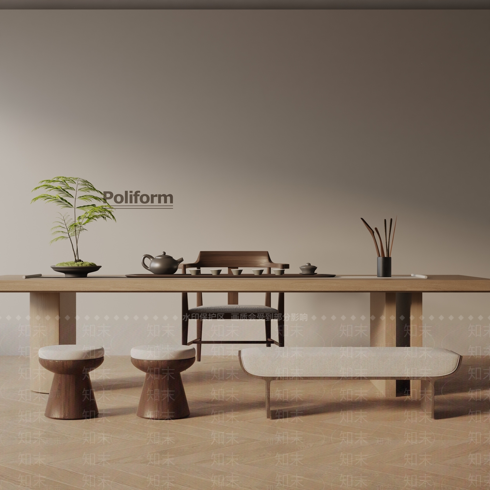现代茶室3D模型下载【ID:1202009657】