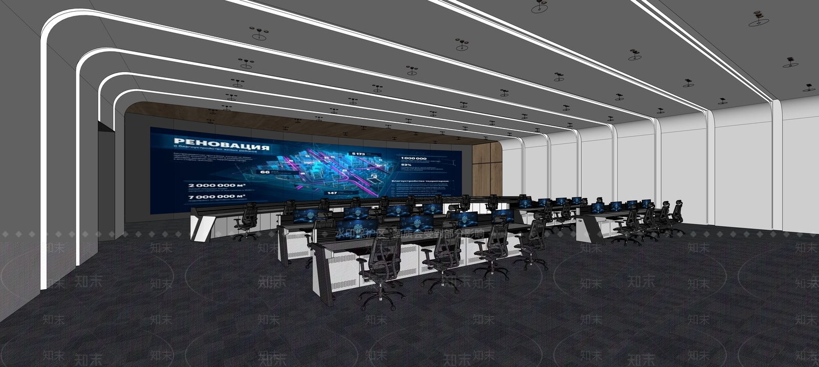 现代简约科技展厅SU模型下载【ID:1202012026】