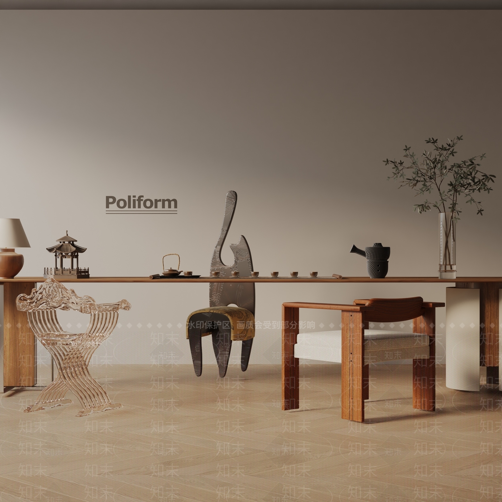 现代茶室3D模型下载【ID:1202013401】