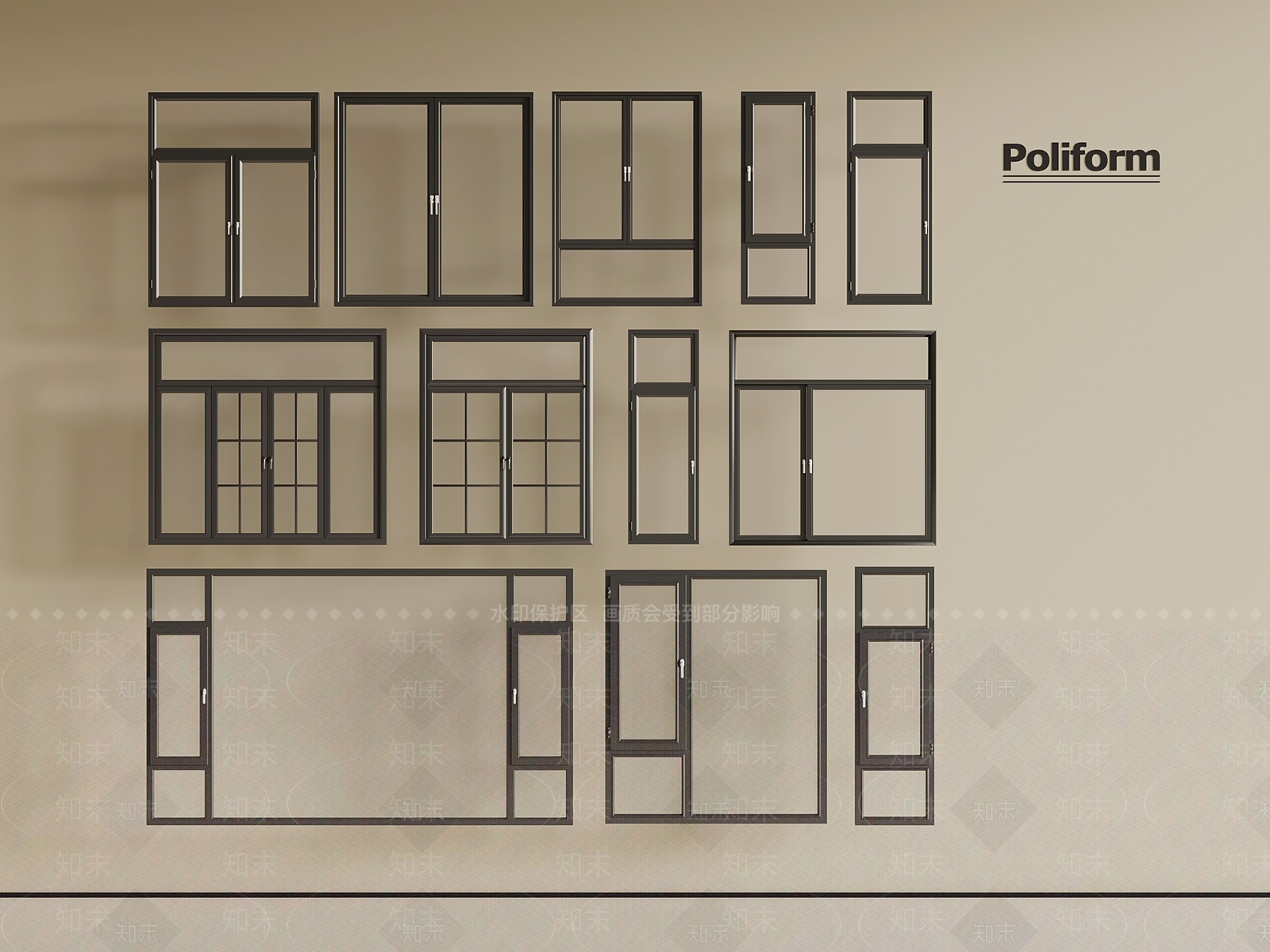 现代平开窗3D模型下载【ID:1202014457】