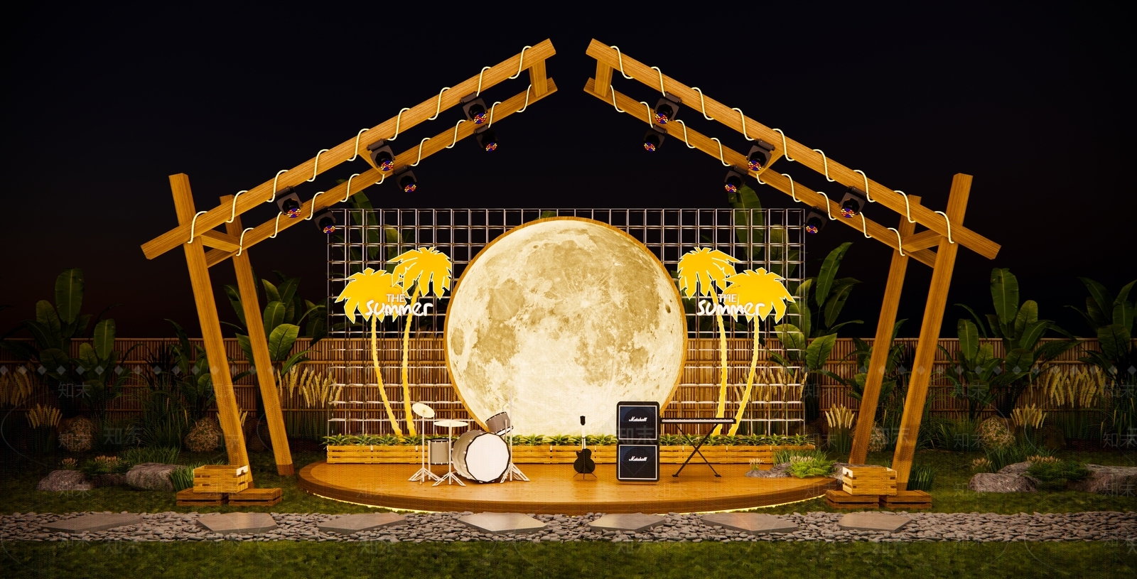 现代露天舞台SU模型下载【ID:1202016556】