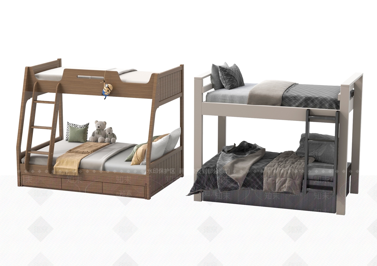 现代上下床3D模型下载【ID:1202016722】